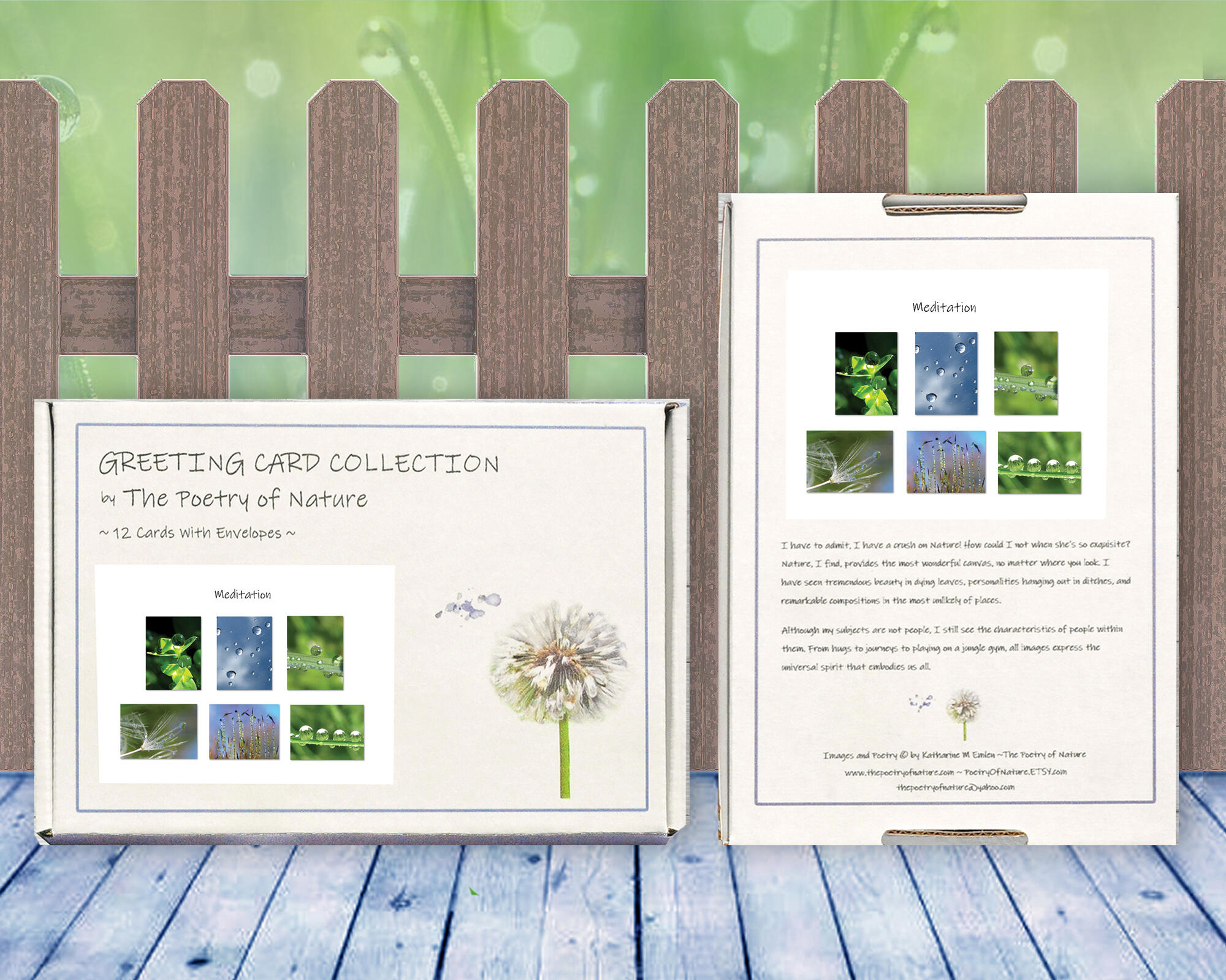 Meditation – Peaceful soothing, greeting card collection by The Poetry of Nature, Stories in nature photo cards with poems. Boxed Set Baker's Dozen