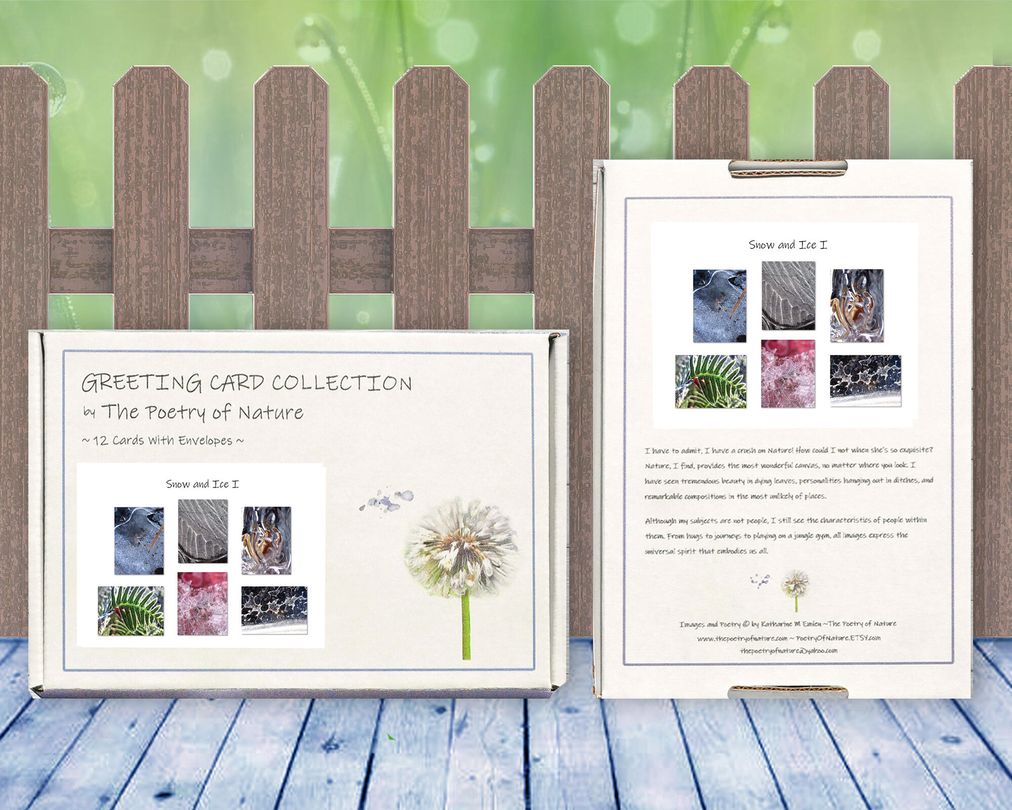 Snow and Ice I - greeting card collection by The Poetry of Nature, Stories in nature photo cards with poems. Boxed Set Baker's Dozen
