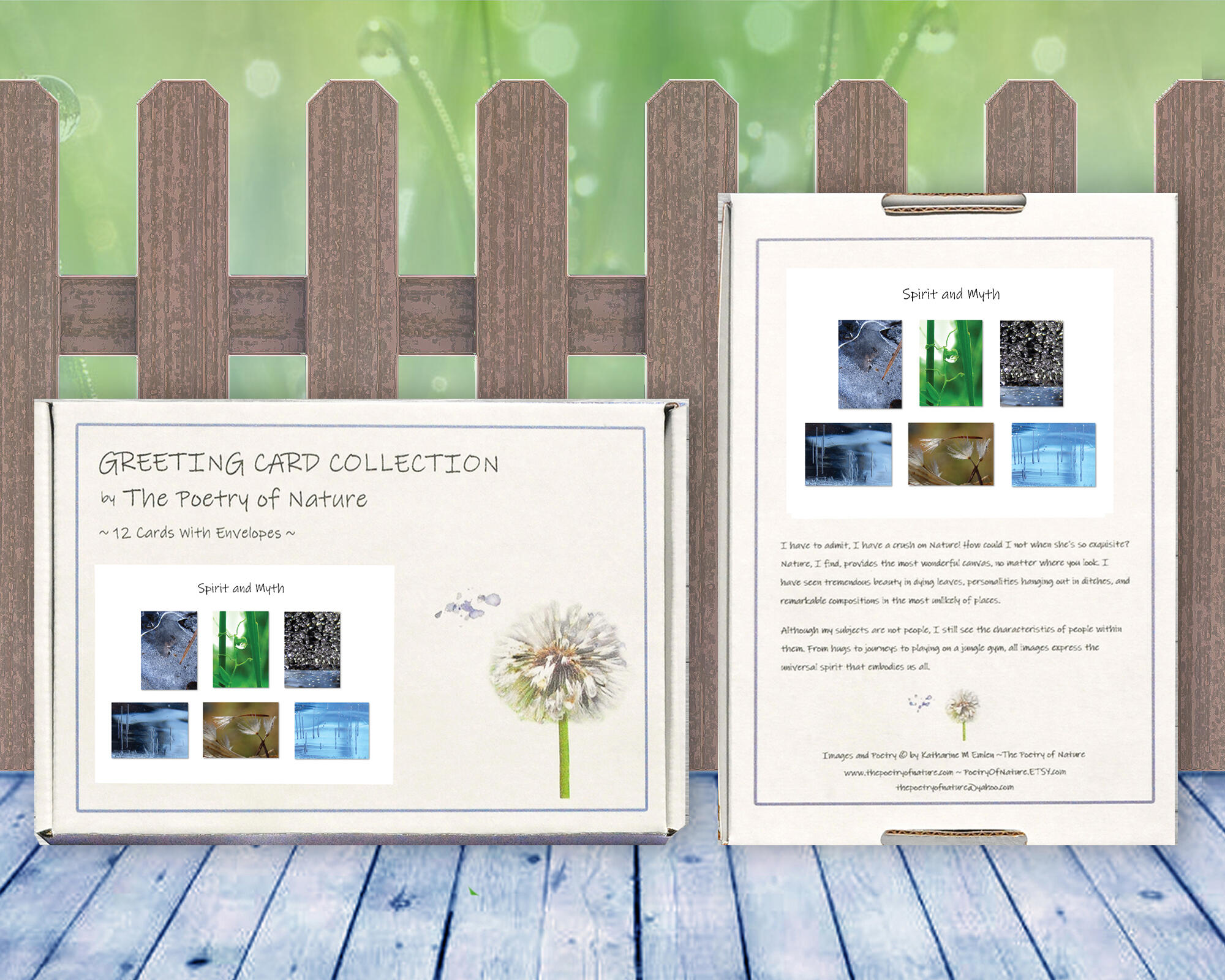 Spirit & Myth greeting card collection by The Poetry of Nature, Stories in nature photo cards with poems. Boxed Set Baker's Dozen