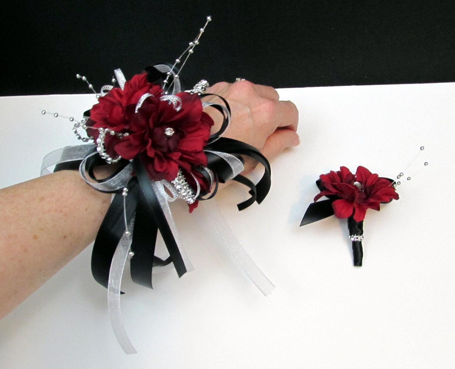 Black and deals silver corsage