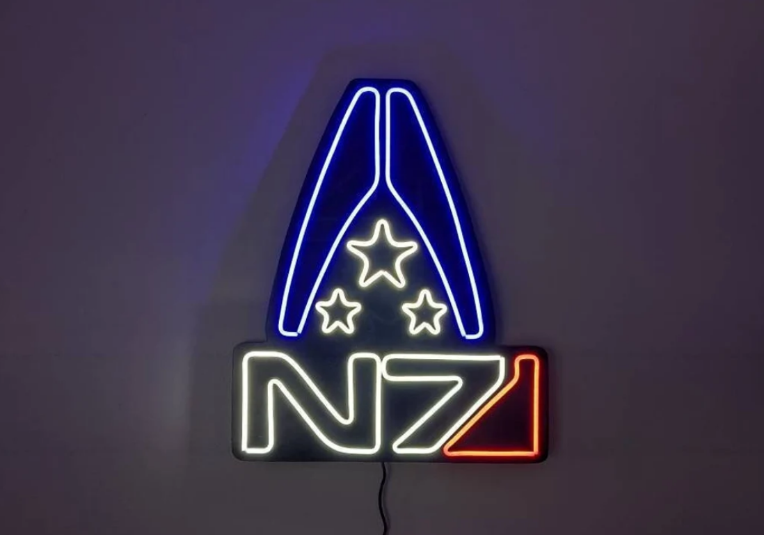 Home & Living Wall Decor Wall Hangings Mass Effect N7 LED neon
