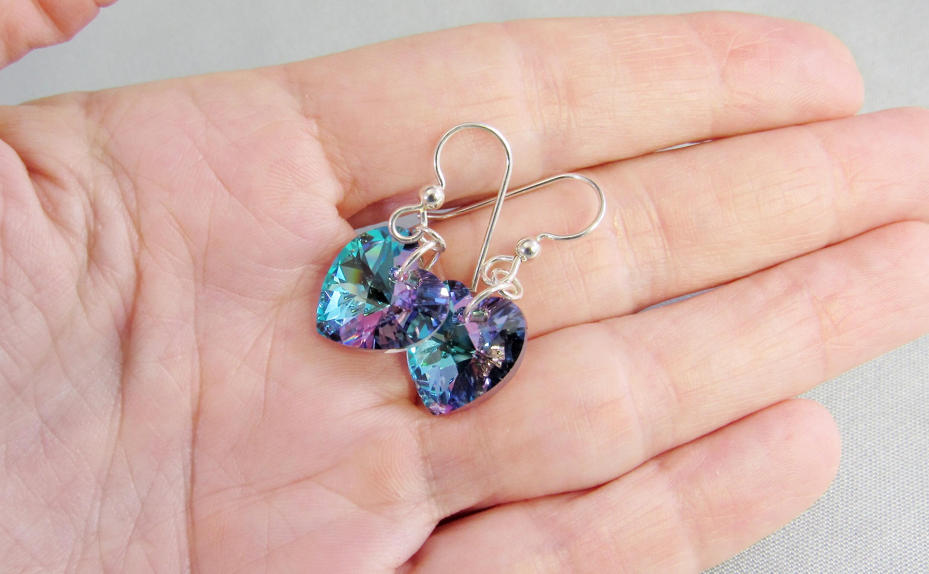 Flower Earrings with Swarovski(R) Crystal Turquoise-Color Sterling Silver Flower Earrings with Swarovski(R) Crystal Turquoise-Color Sterling Silver