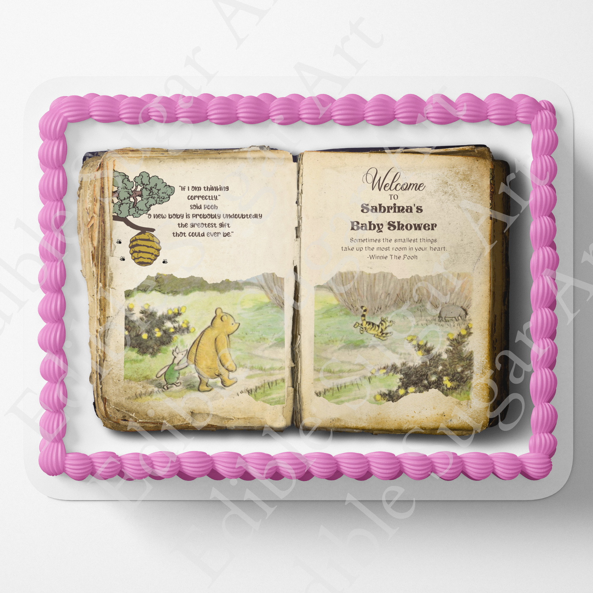Pooh Bear Baby Shower Cake Topper Edible Image