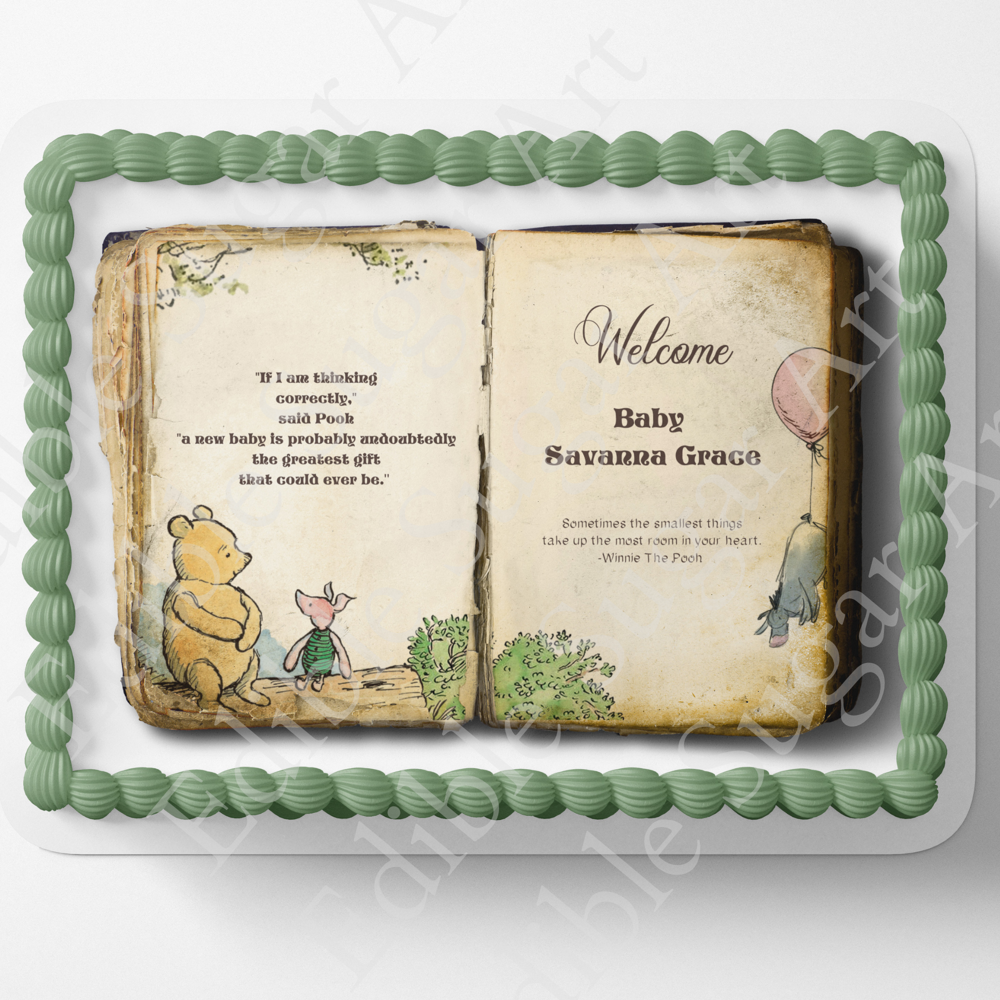 Pooh Bear Baby Shower Cake Topper Edible Image