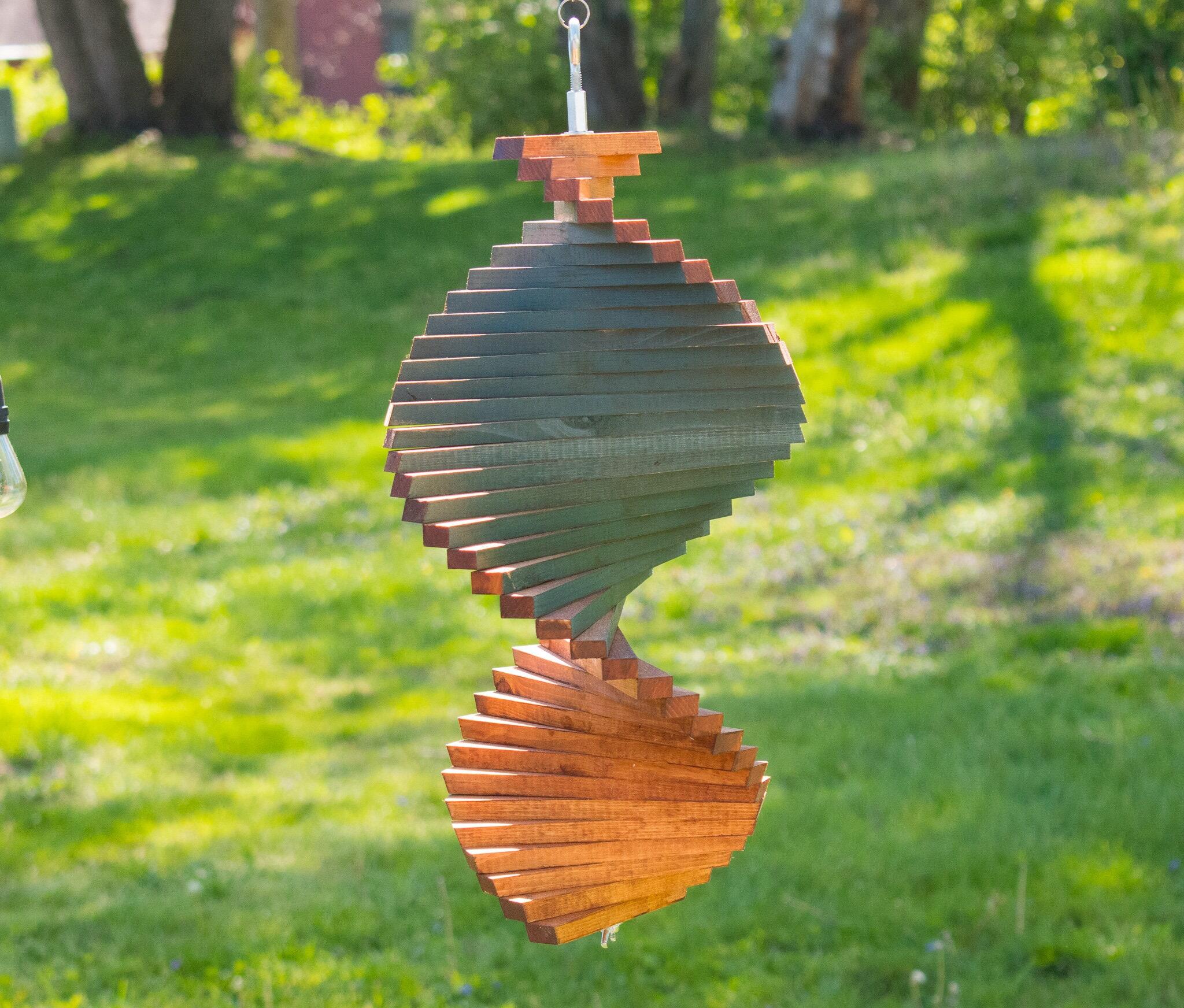 Products Wooden Spiral Wind Spinner with Accent Colors 18"