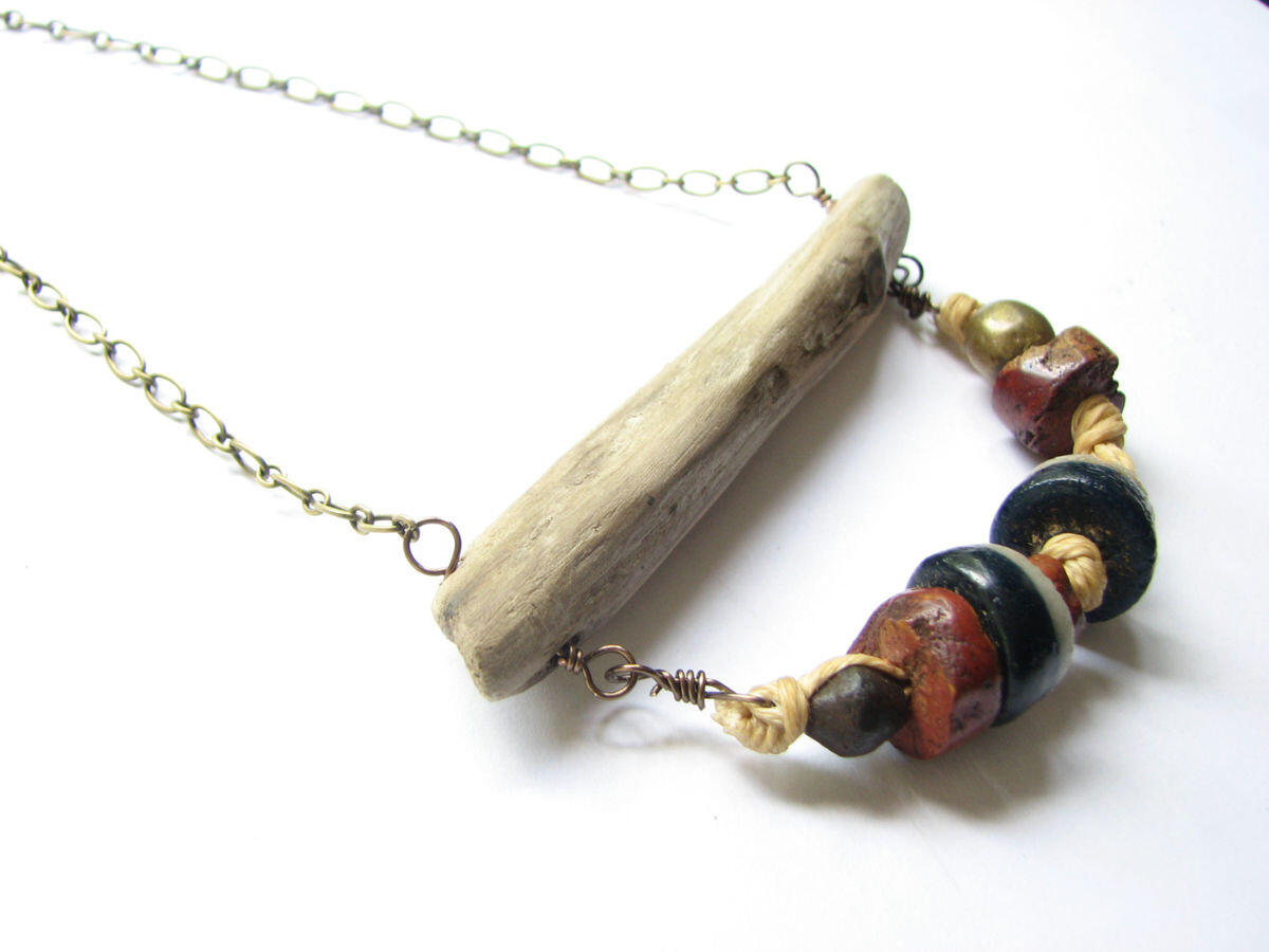 rustic driftwood beach necklace