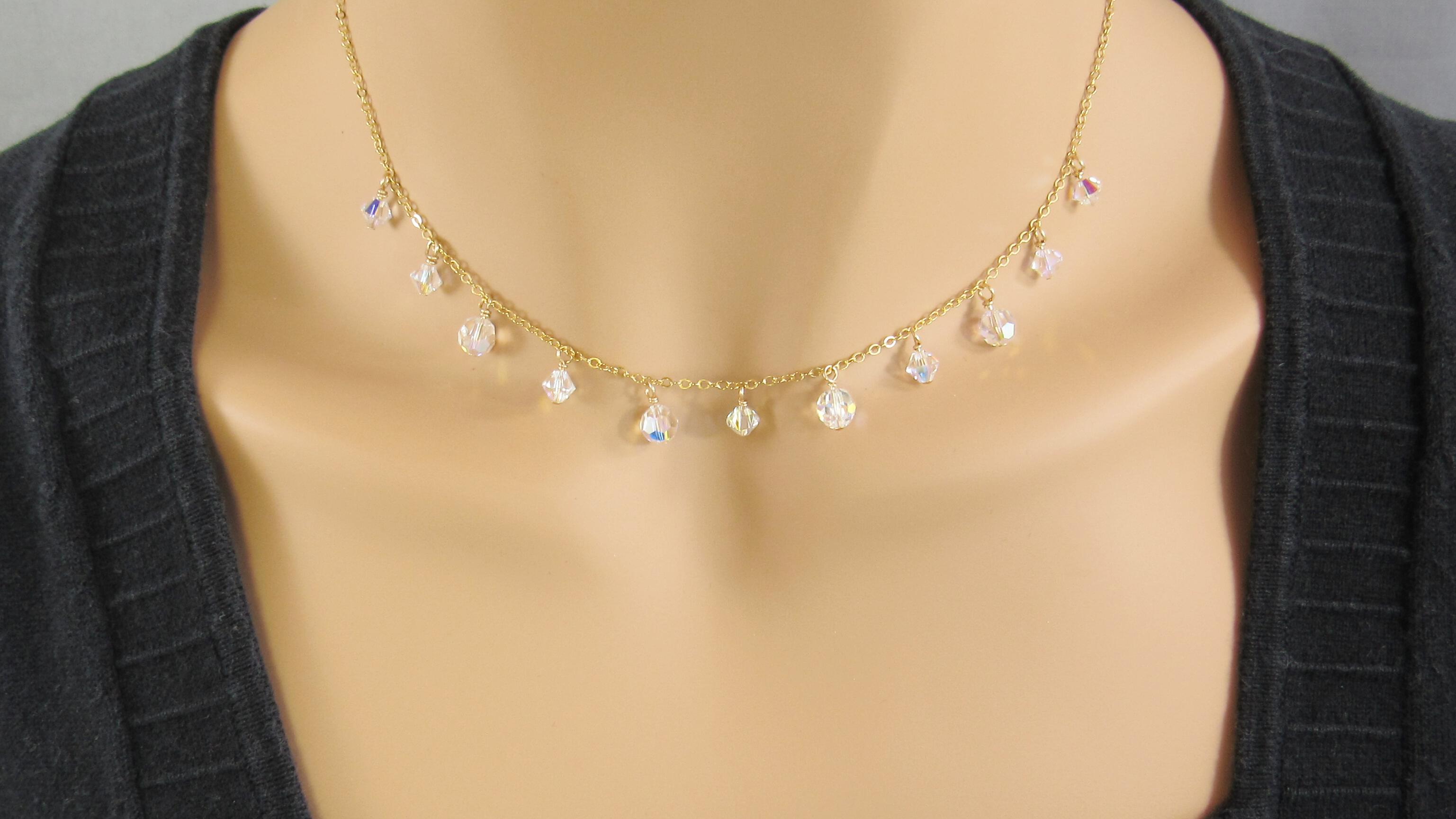 swarovski dangling necklace