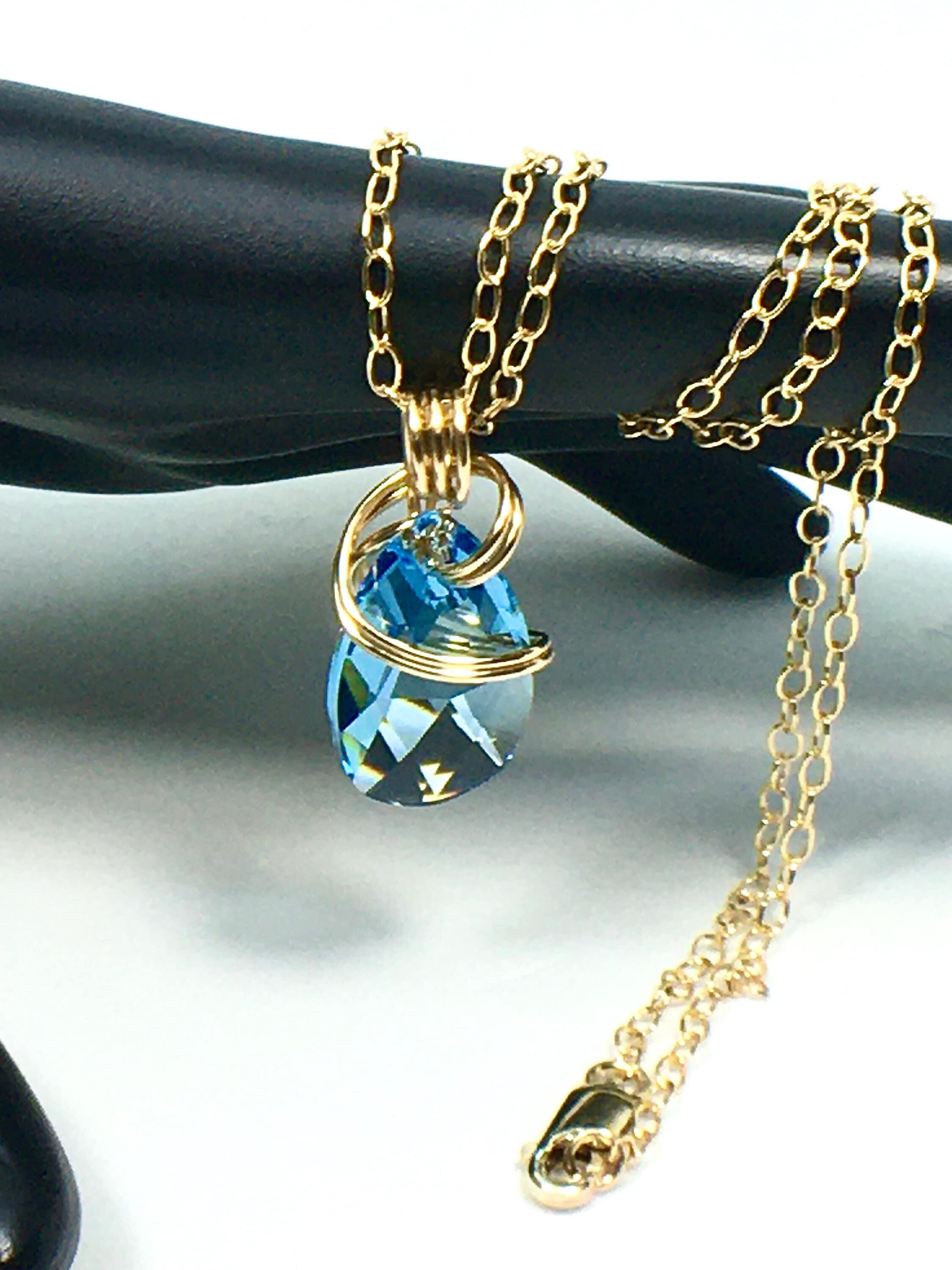 MeldedMind 14k Gold Filled Wire Wrapped good Aquamarine Pendant Hand Crafted by F Tunderman 224