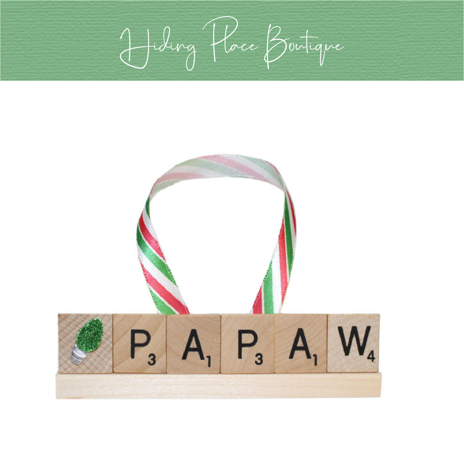 papaw scrabble ornament pop