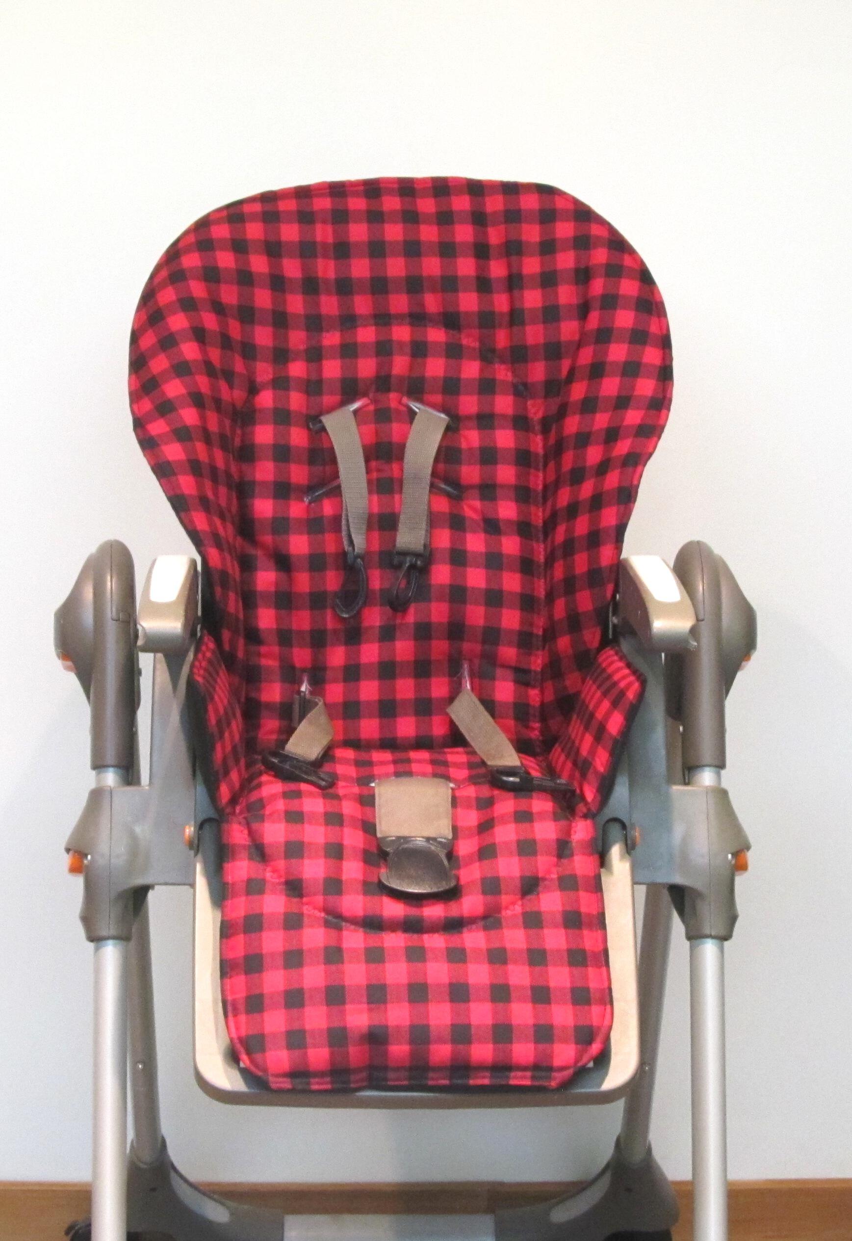 red and black checked replacement high chair pad for the DLX 6in1 or chicco chairs