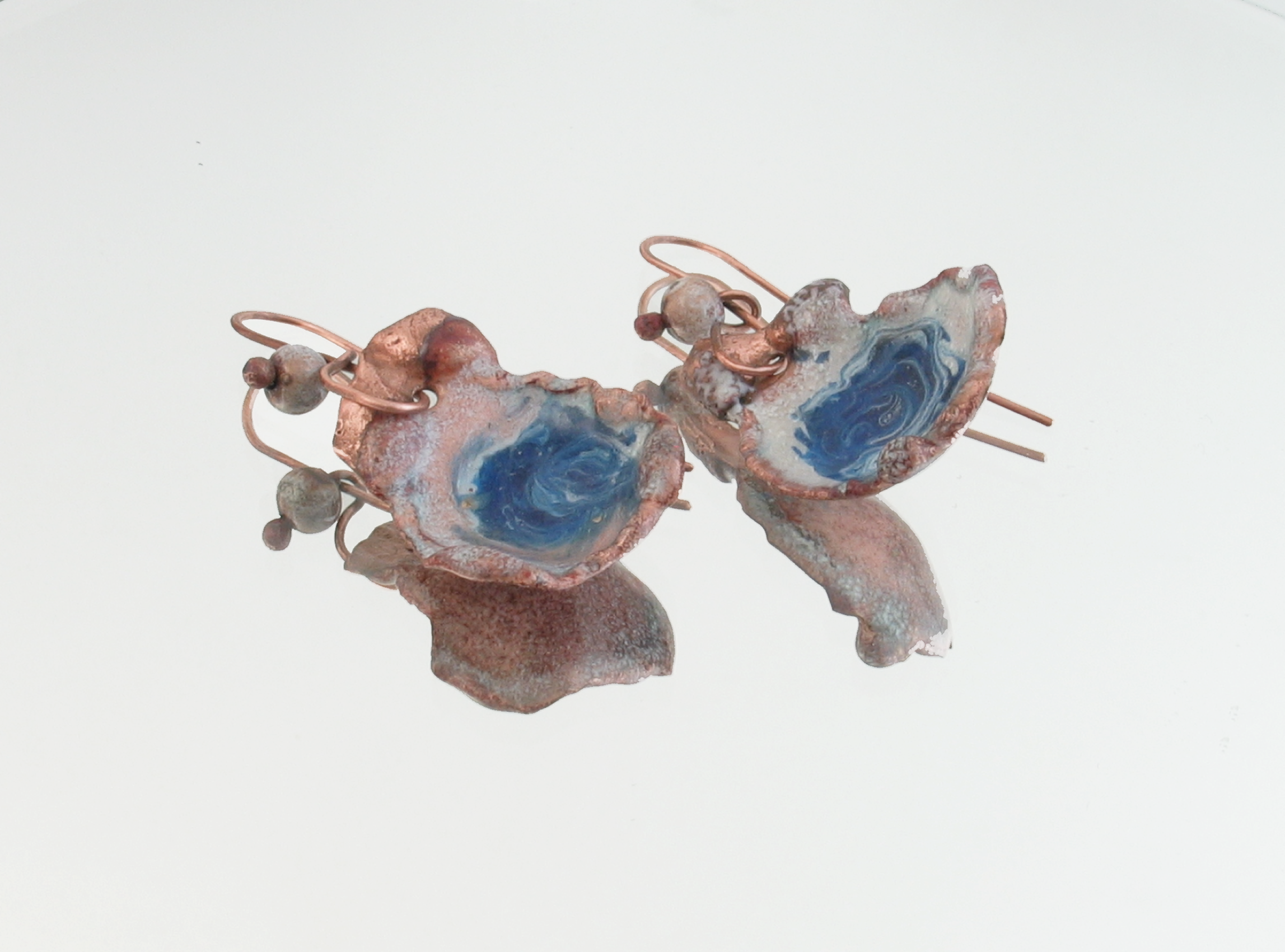Handmade Royal Blue Copper Enamel Earrings