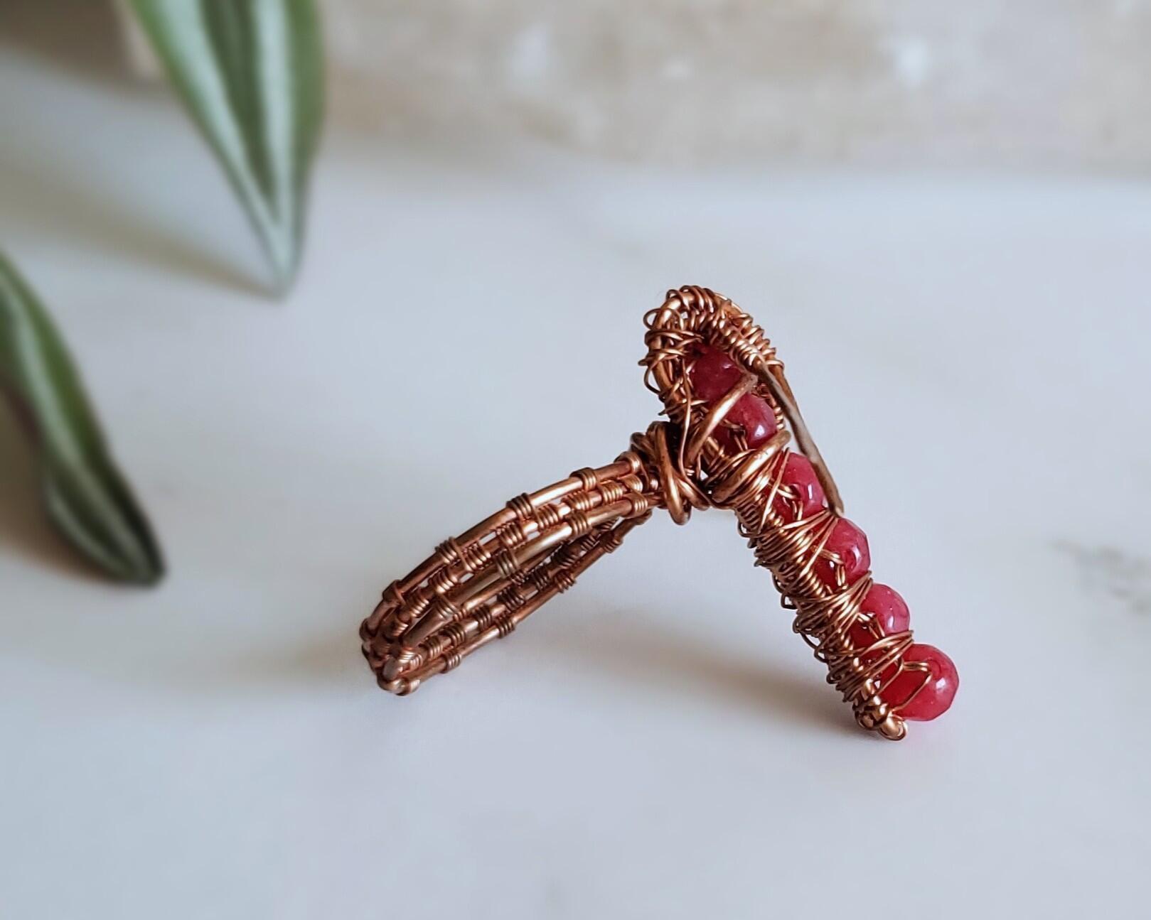 Ruby and Copper Dragonfly Ring