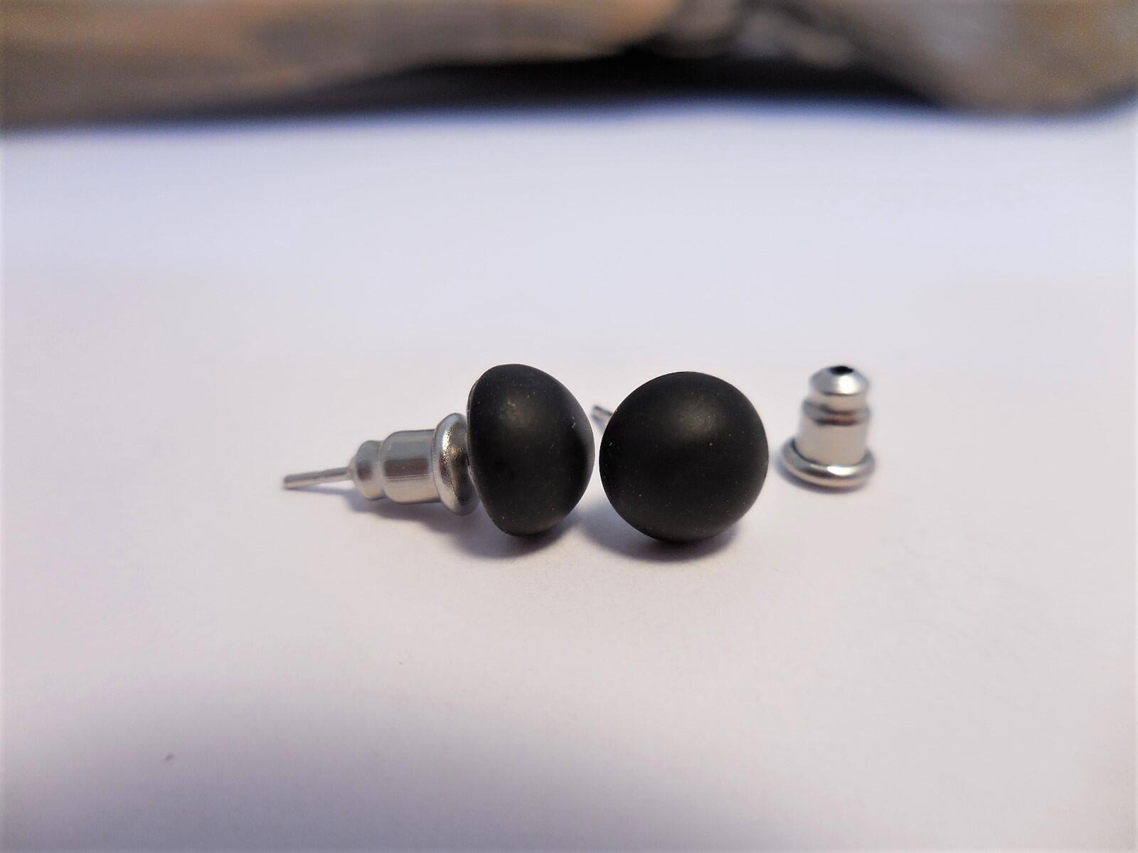 Matte Black Onyx Post Earrings