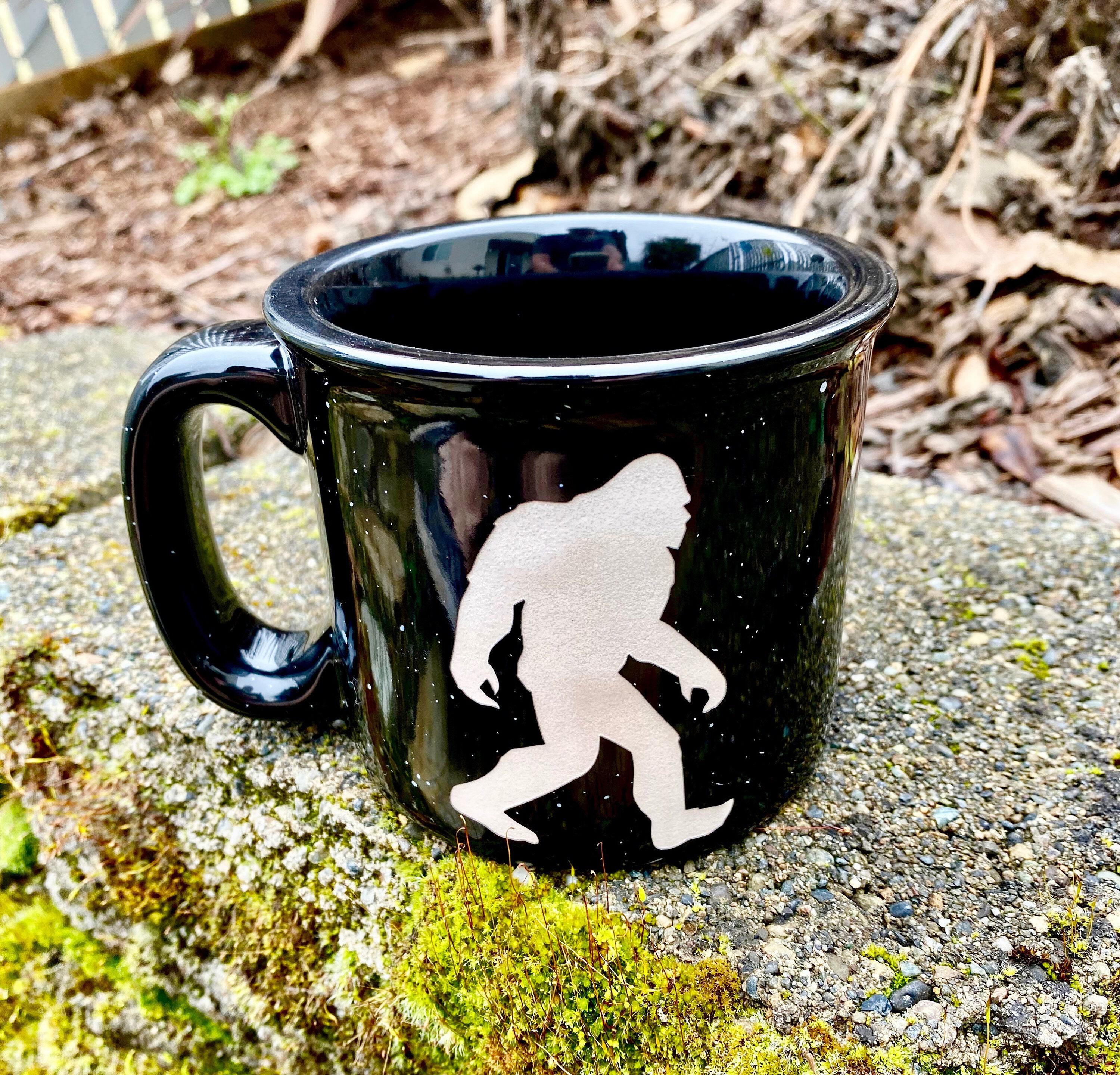 Products Bigfoot etched ceramic mug, Personalized Mug, Etched Coffee Mug, Etched Tea Cup