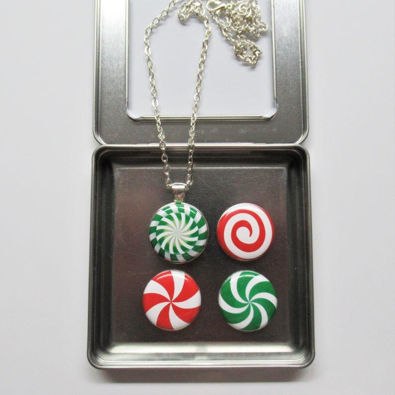 Pendant Necklace with 4 Interchangeable Christmas Candy