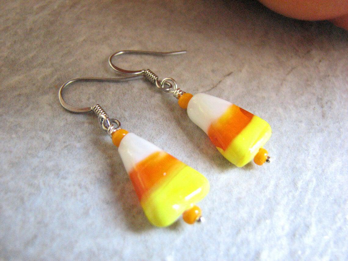 candy corn earrings