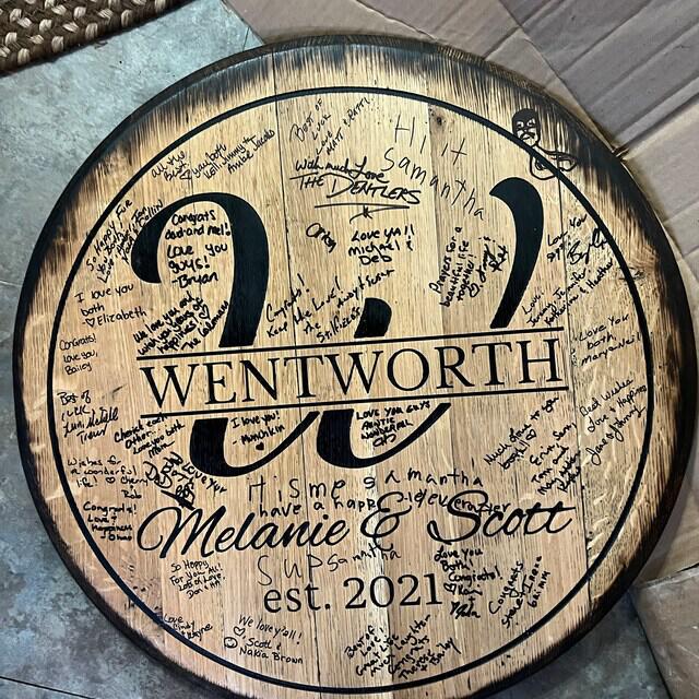 Wedding Guest Book Bourbon Barrel head, personalized, offers monogram, guestbook, wedding, guest book