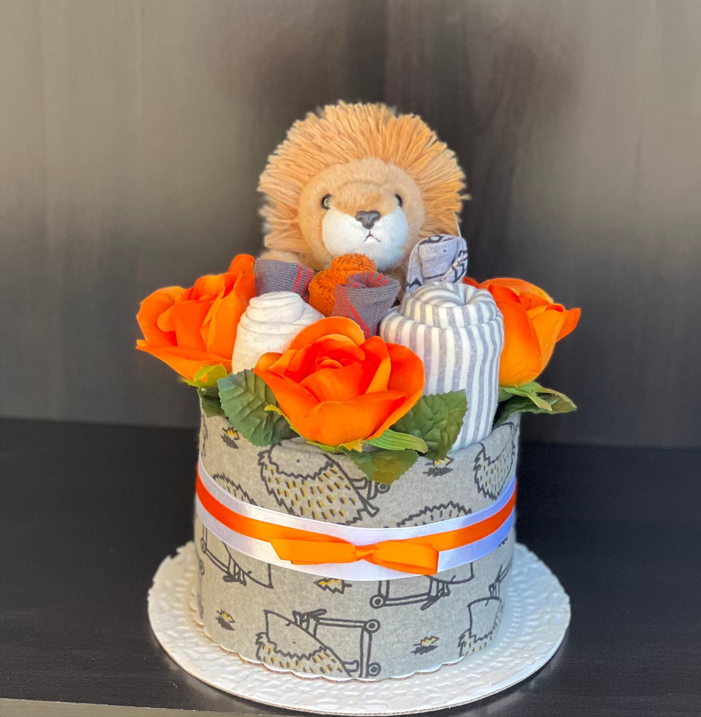 Lion Diaper Cake, Diaper Cake Lion with hooded towel, Lion Baby Gift, 2024 Lion Baby shower