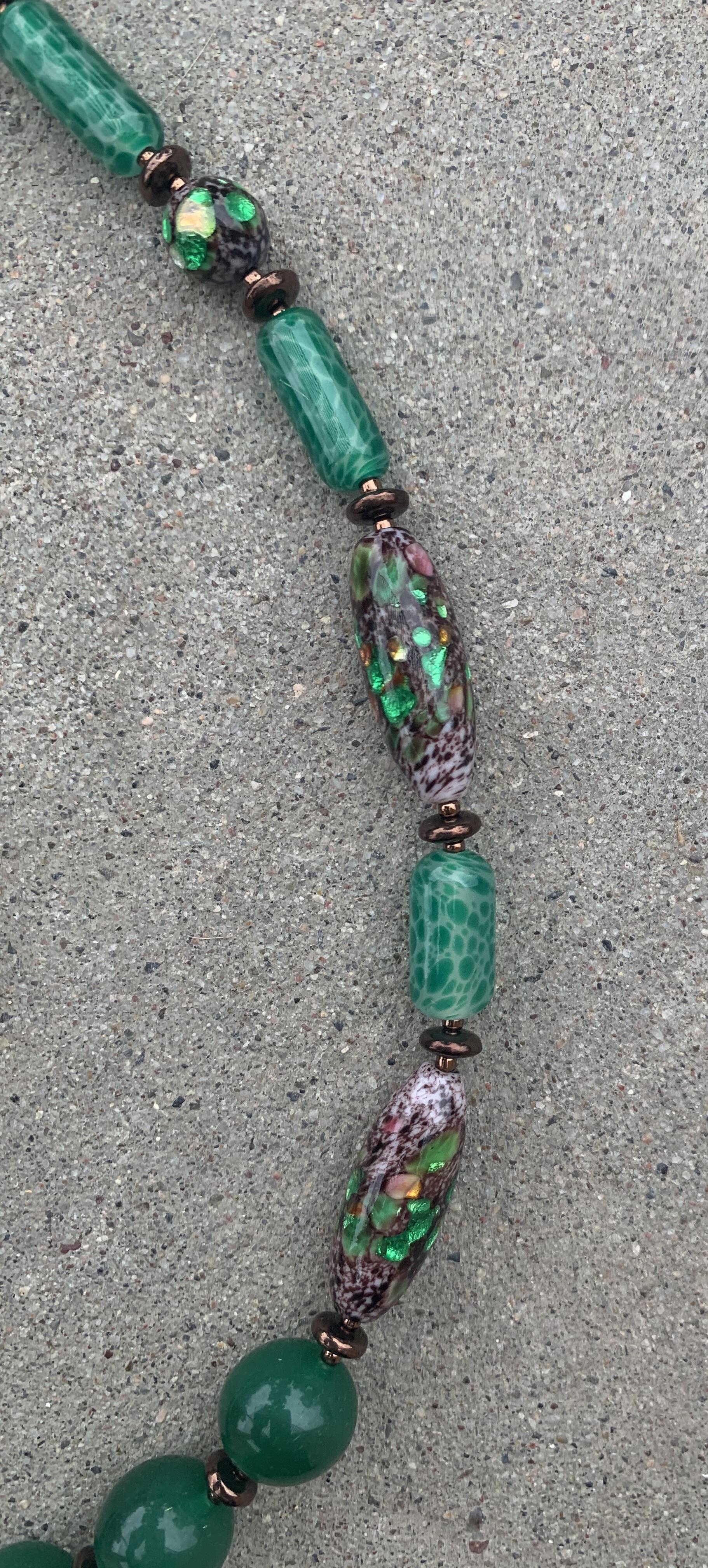 Patrick/'s Day Necklace made with foil green and lampwork glass beads /& Czech glass beads Green for St