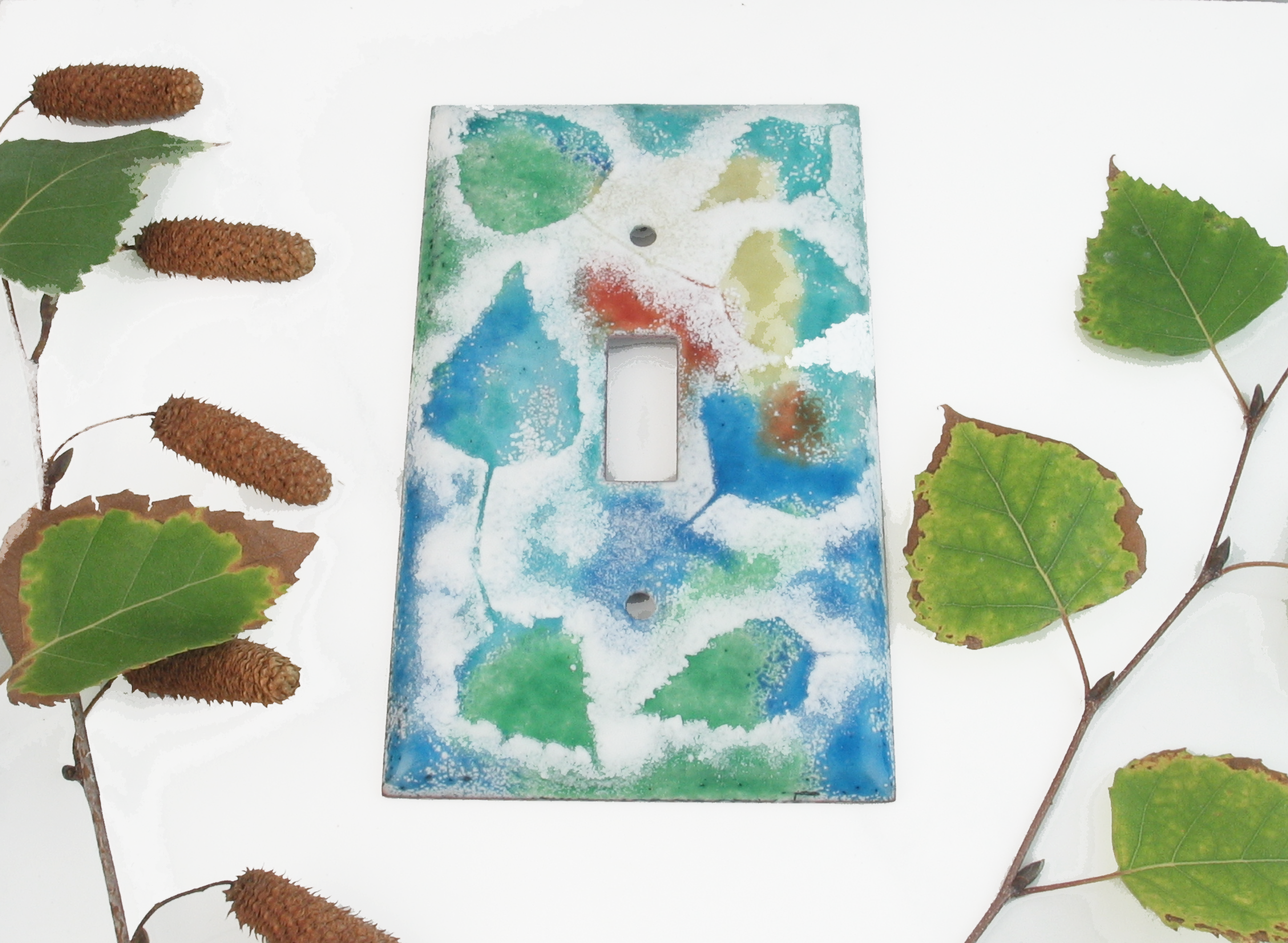 Birch Leaf Memorial single light switch cover plate