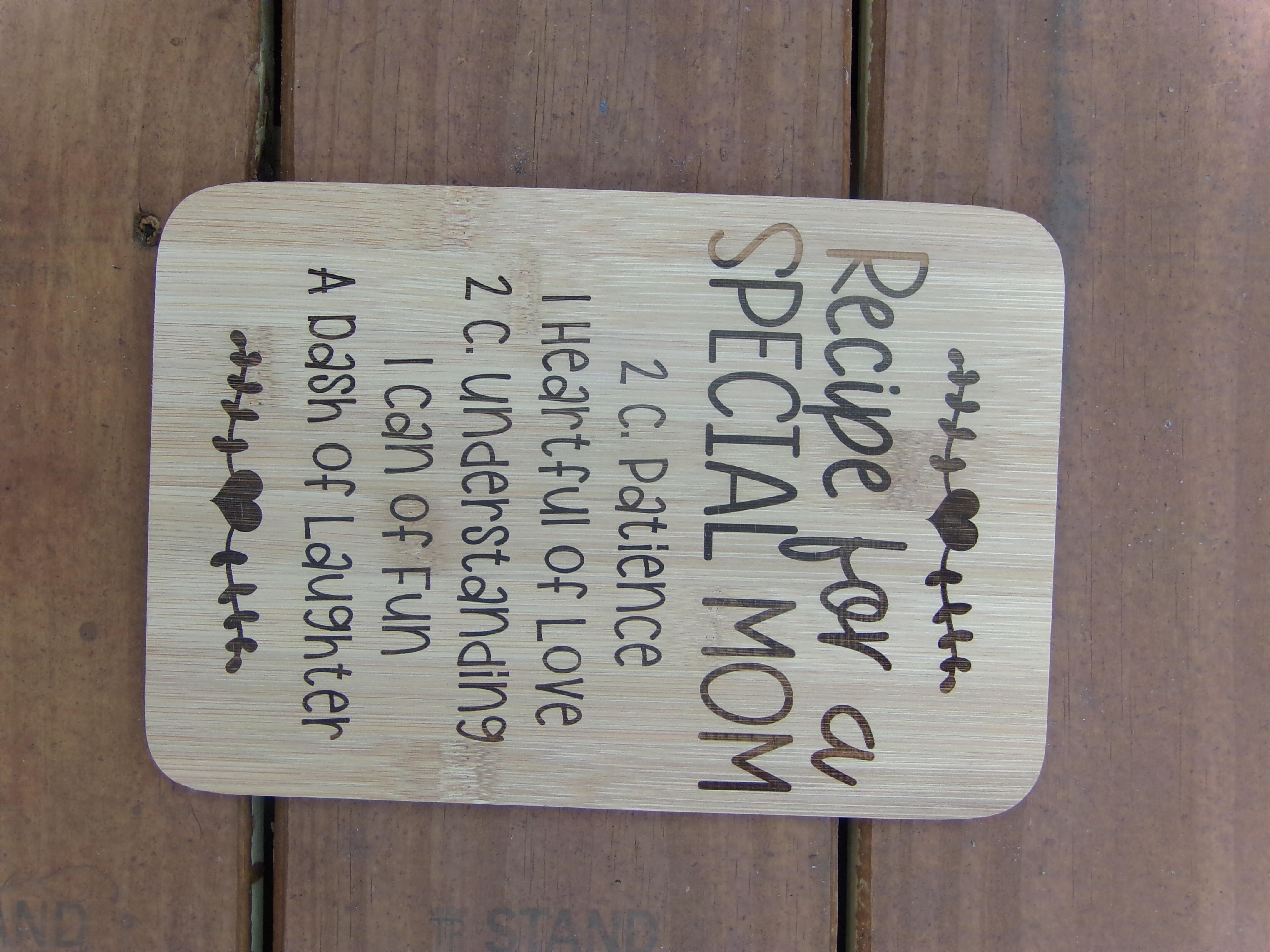 Recipe for a Special Mom Personalized Bamboo Cutting Board - 10x14