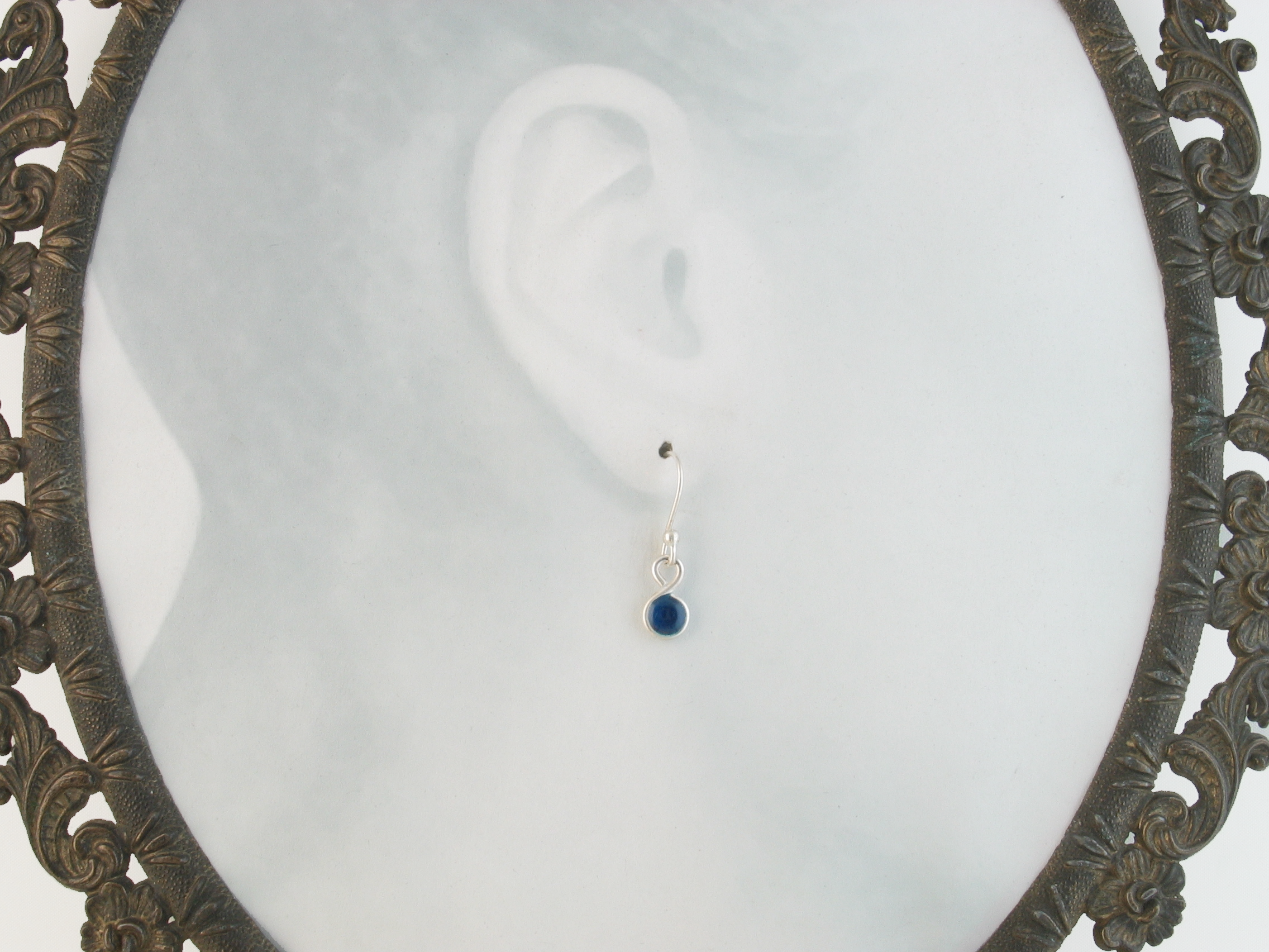 Peacock Blue Fine Silver Tiny Drop Earrings