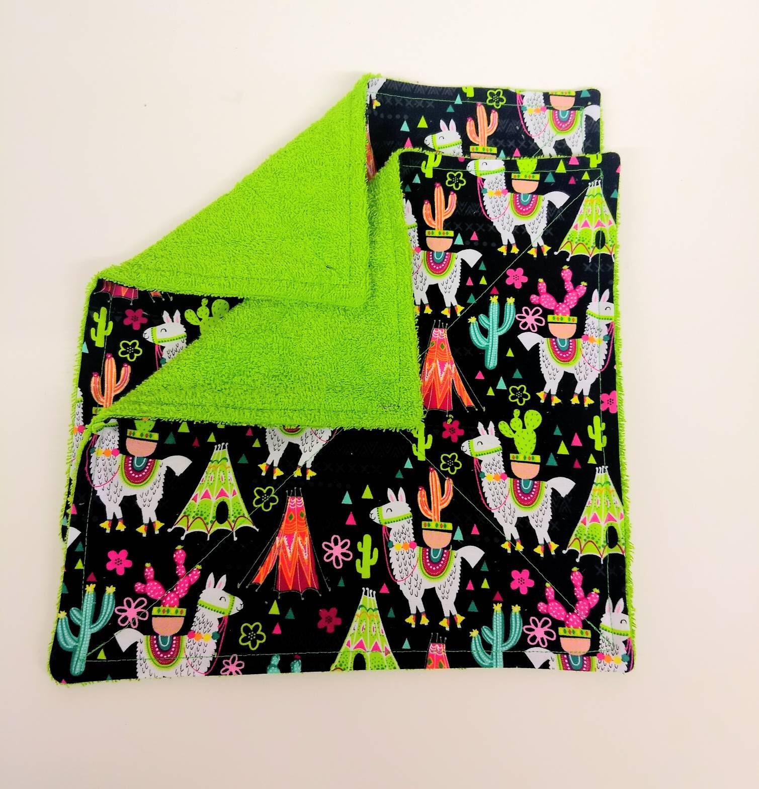 Products Kitchen Towel Green Terry Cloth set in Black Llama Print
