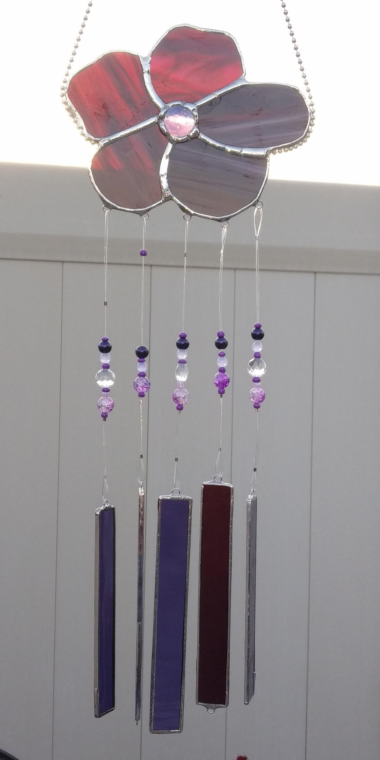 Home & Living :: Outdoor & Garden :: Wind Chimes :: Flower Wind Chimes Sun  Catcher Stained Glass with Glass Beads