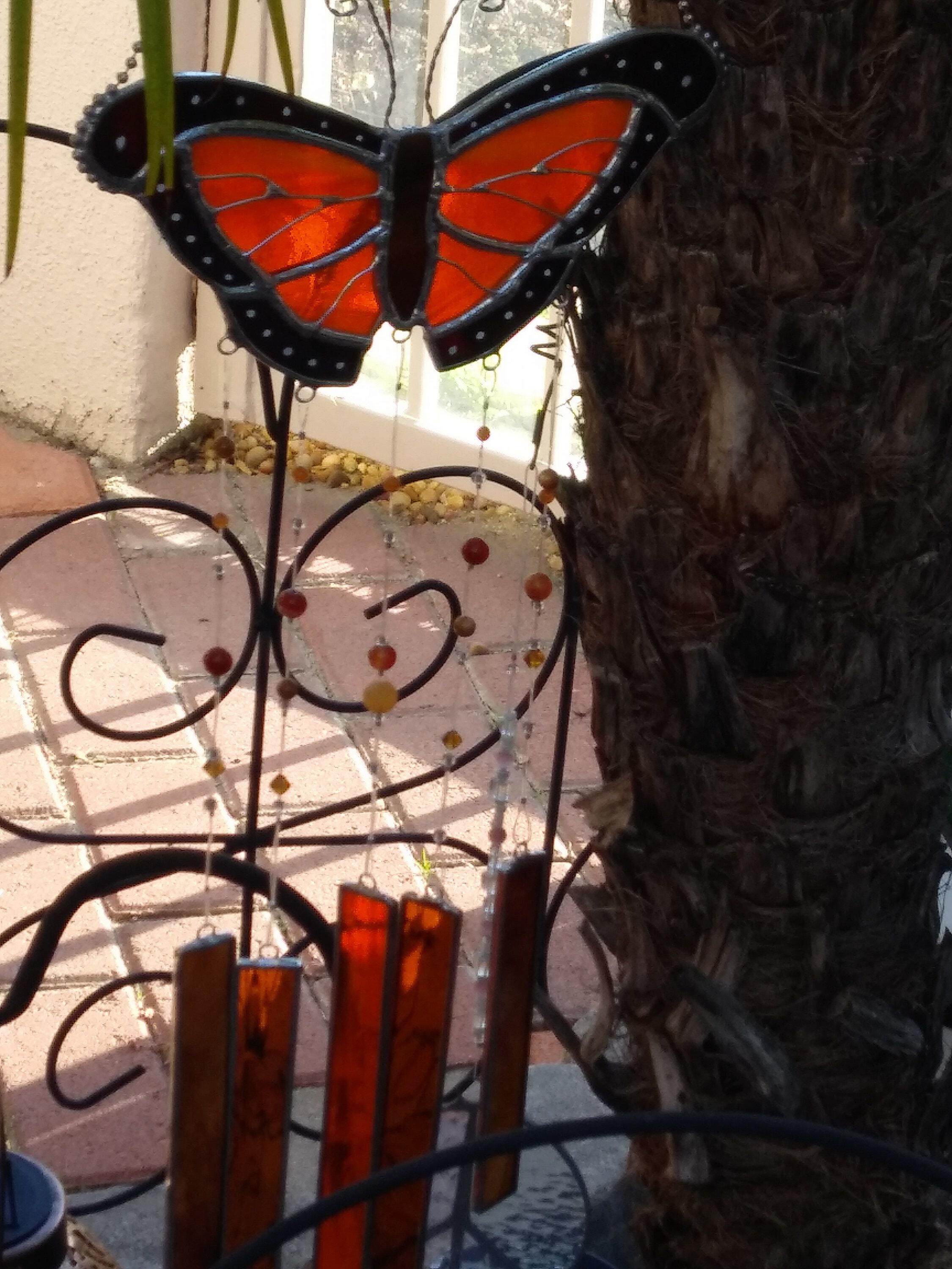 Monarch good Butterfly Stained Glass Wind Chime