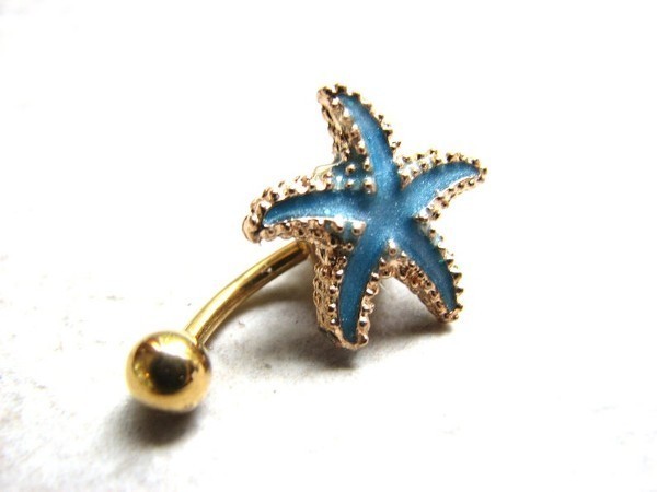 aqua-blue-starfish-belly-button-ring