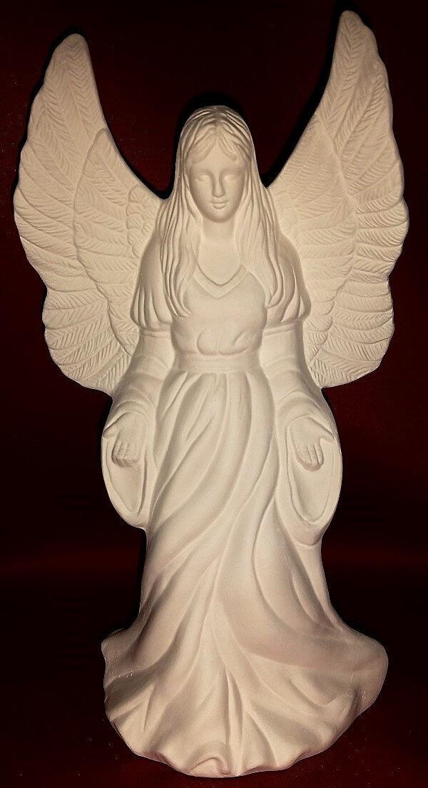 Ceramic 2024 Bisque U-Paint Standing Angel Praying Arms Unpainted Ready To Paint DIY Doc Holliday