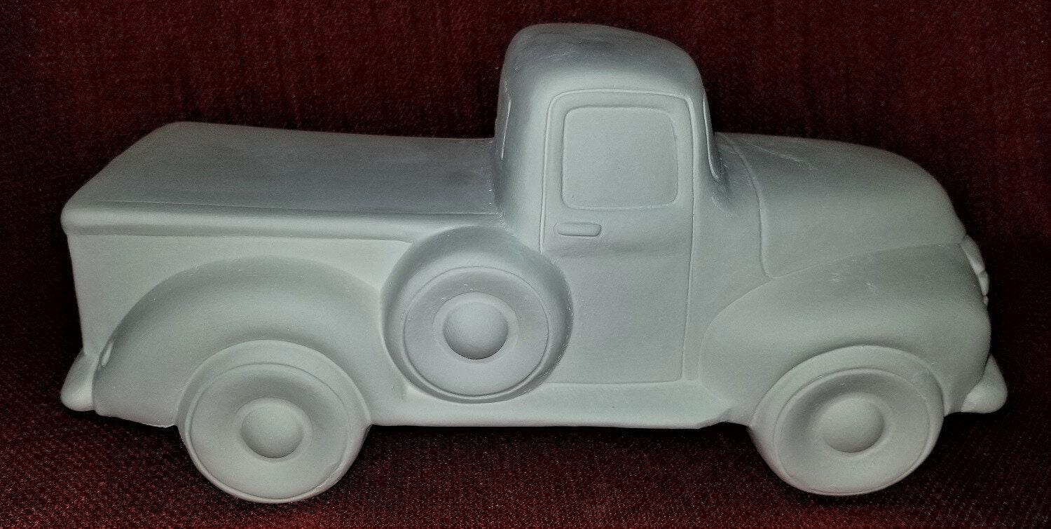 Classic Pickup Truck with 2024 ATV in ceramic bisque ready to paint