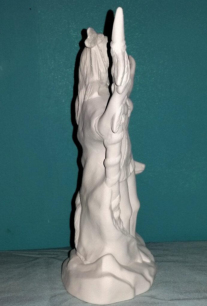 Products Unpainted Ceramic Native American Wolf Princess Indian