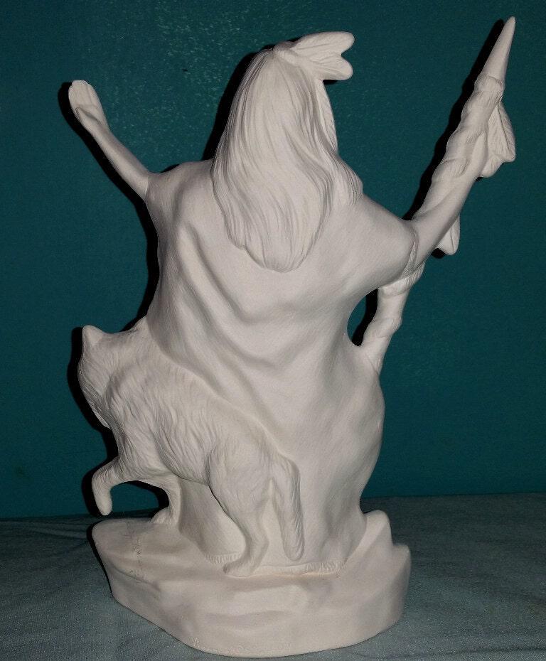 Products Unpainted Ceramic Native American Wolf Princess Indian
