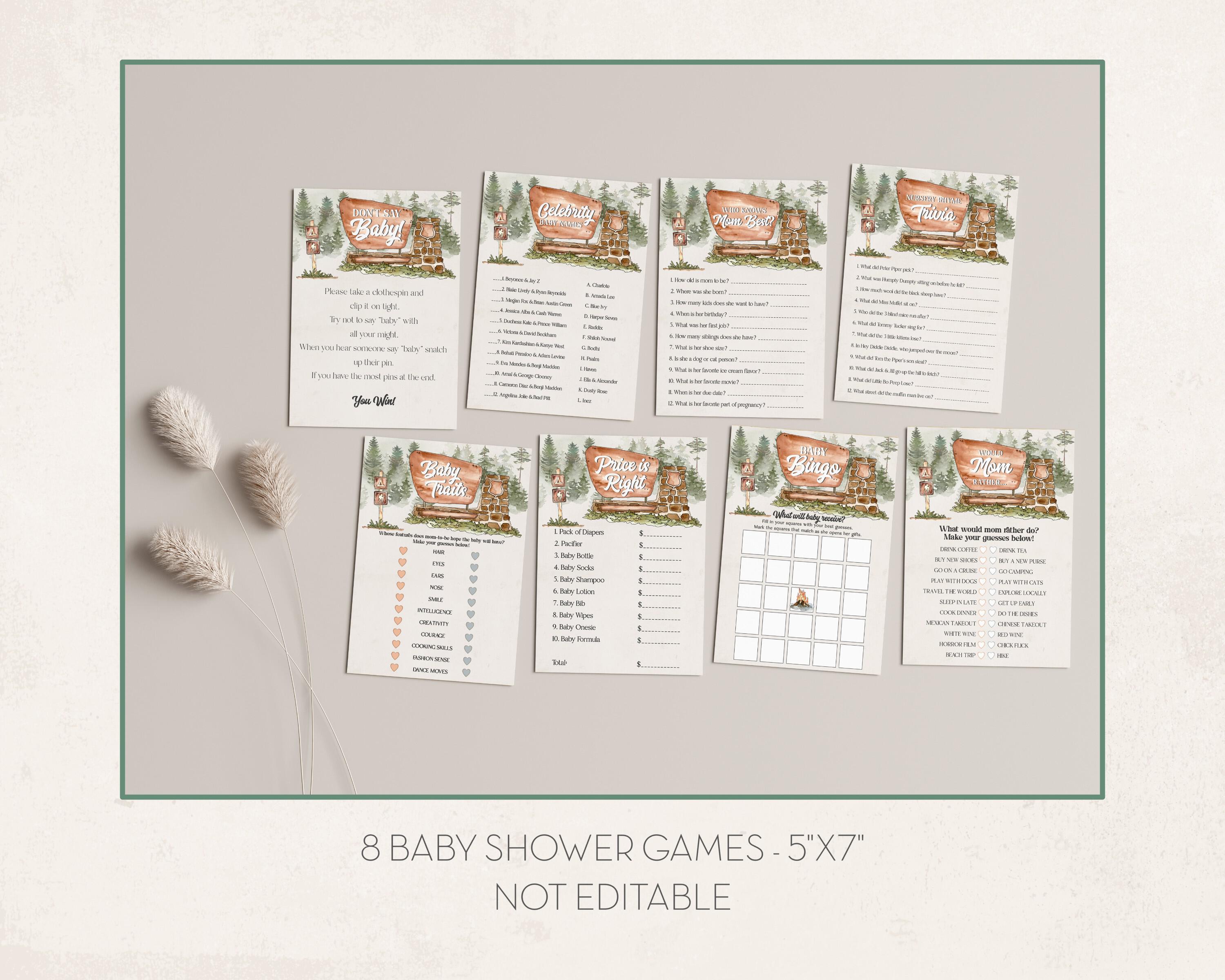 Woodland Baby Shower Games Bundle Woodland Baby (Instant Download