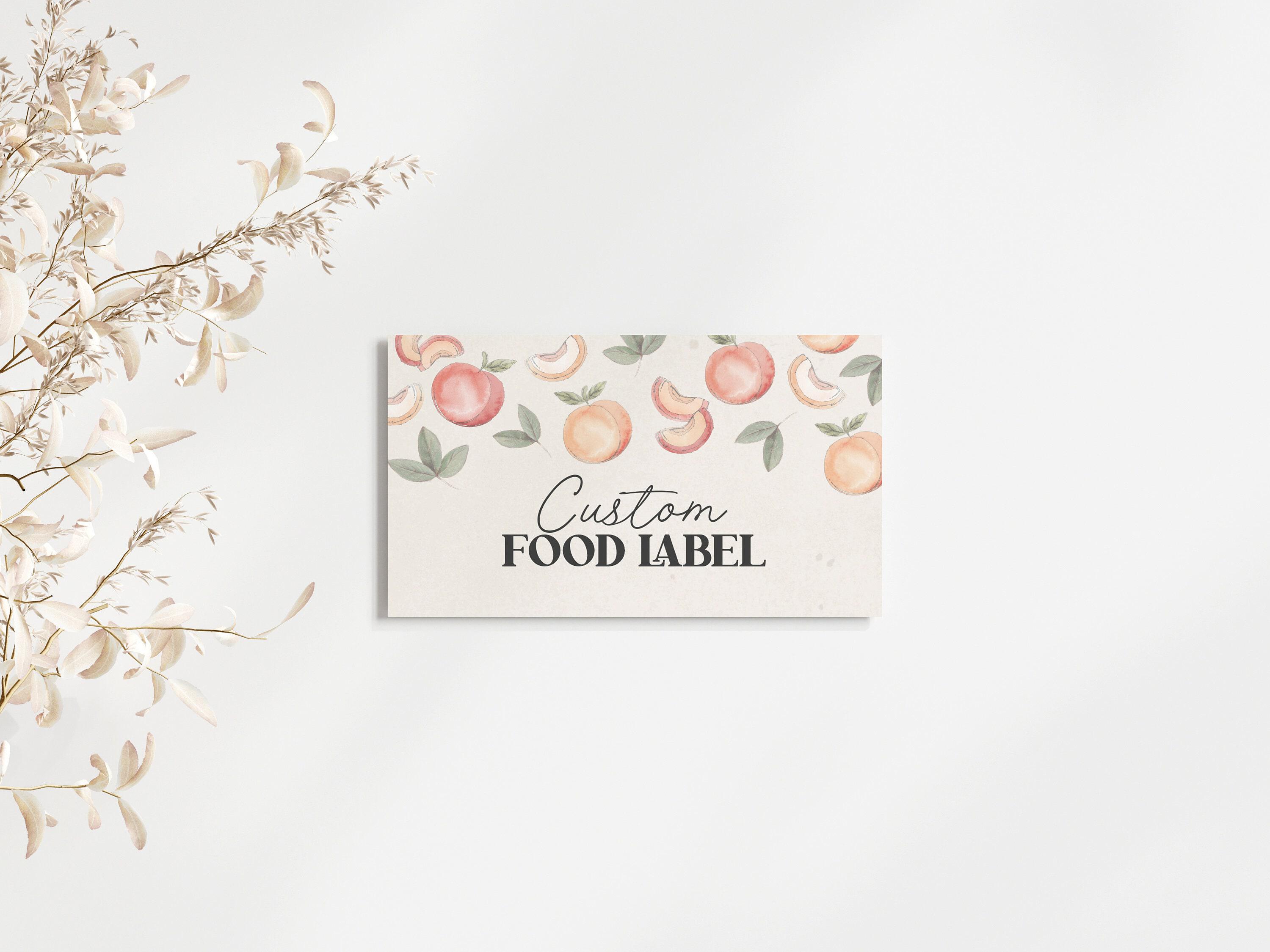 Sweet as a Peach place cards, editable buffet food label printable name