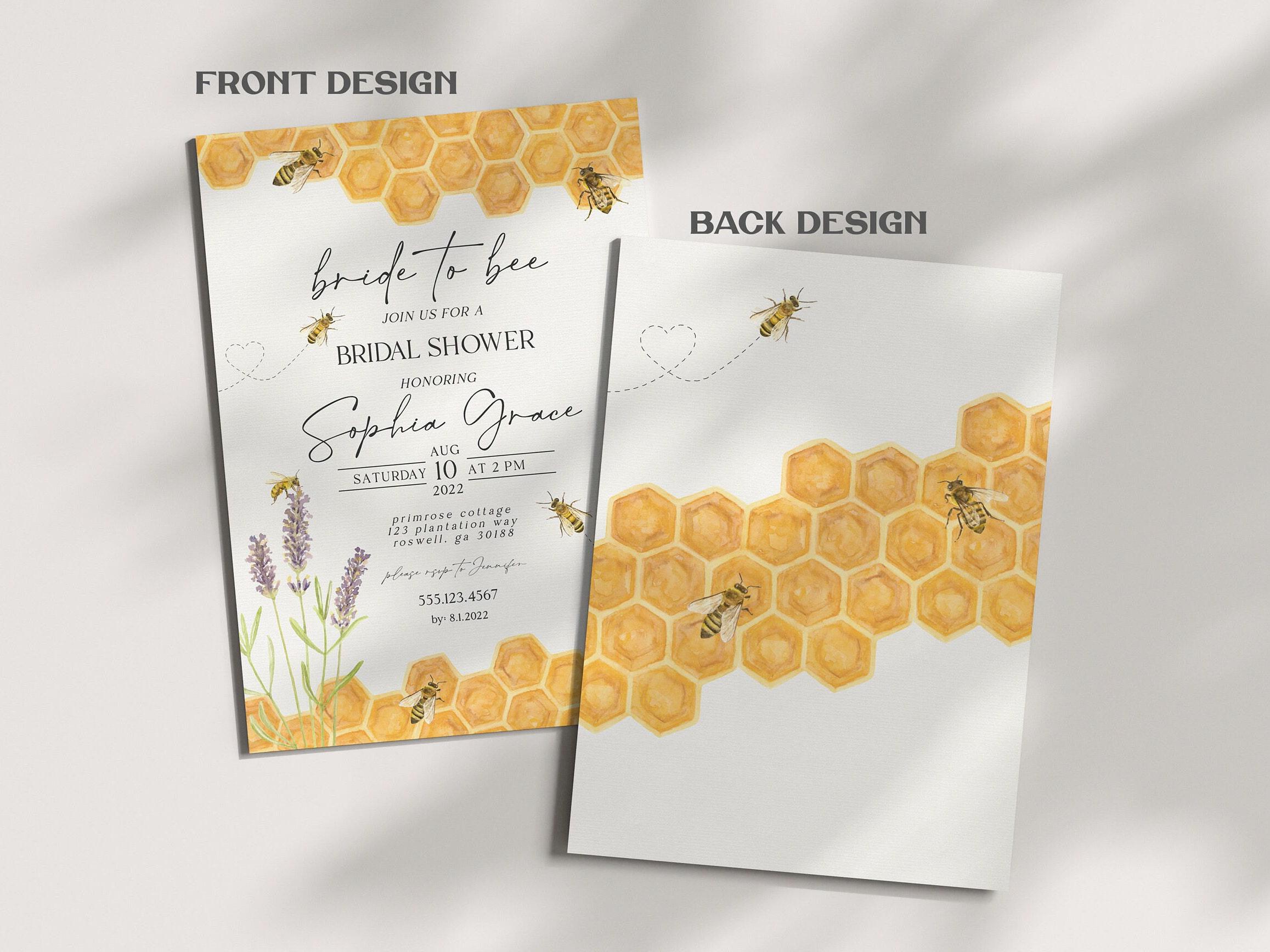 Honey bee bridal shower invitation set template, bee bridal shower invites set, spring summer
