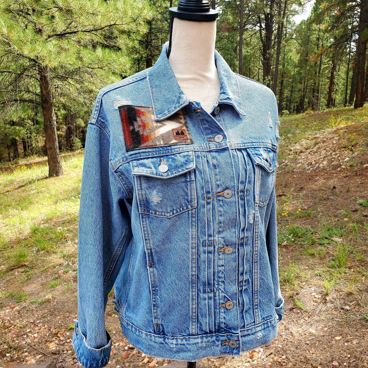 Products :: Western Denim Jacket, Patchwork Jacket, Jean Jacket, Rodeo  Jacket, Cowgirl Denim, Western Wear, Equestrian Jacket, Aztec Denim Jacket