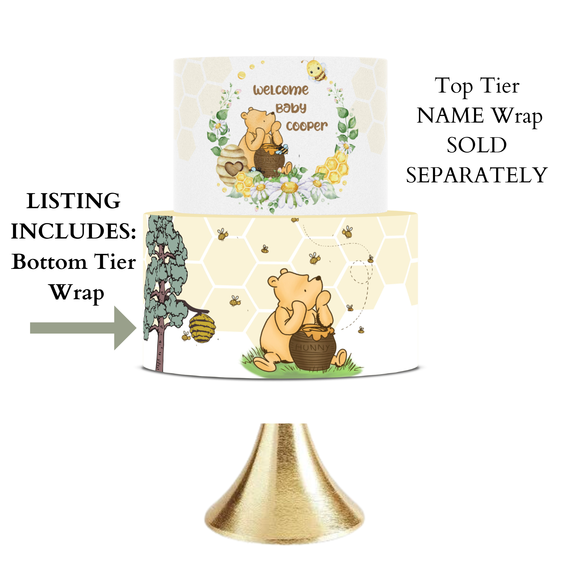 POOH BEAR BABY SHOWER EDIBLE IMAGE CAKE DECORATIONS