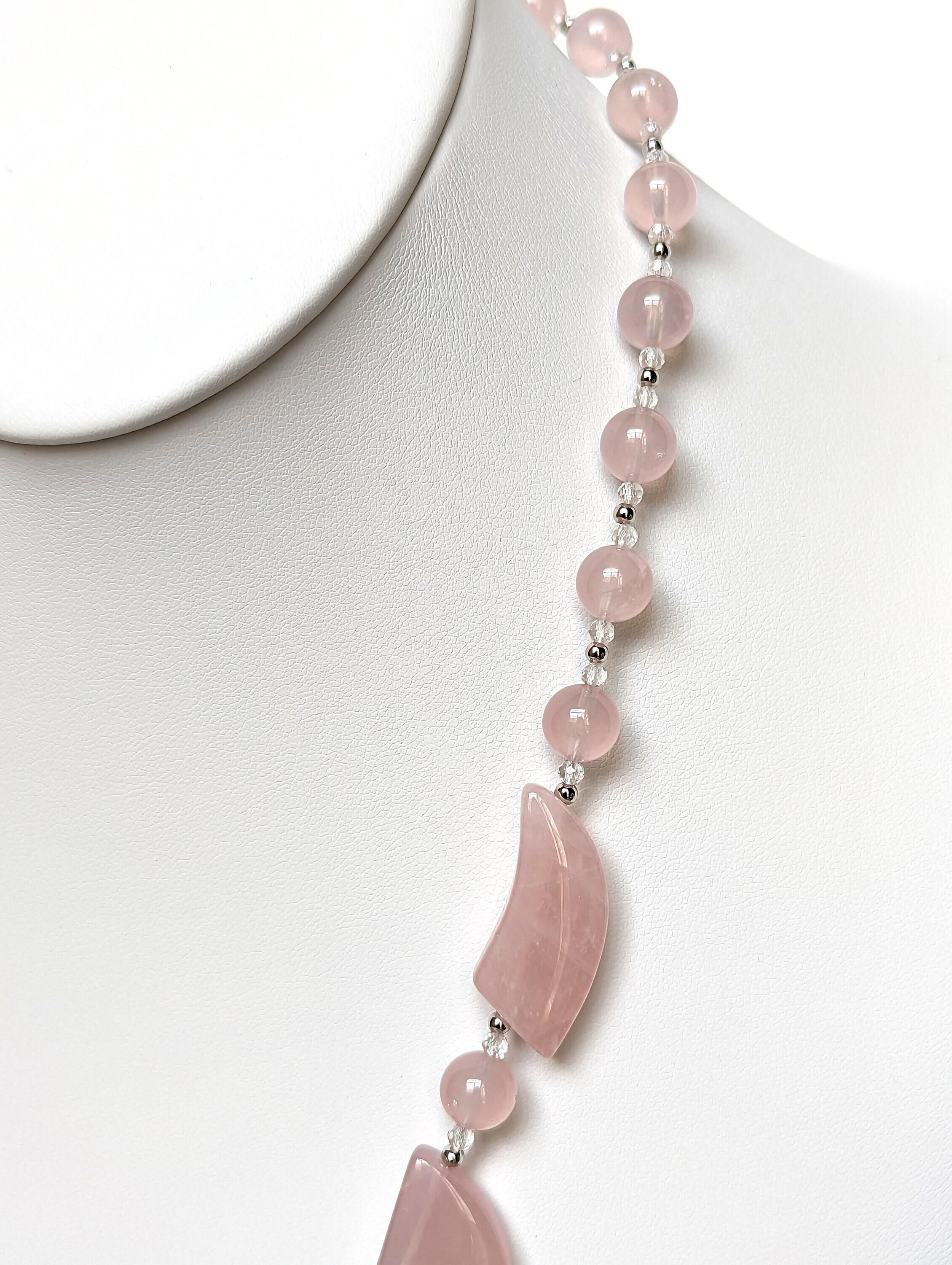 Pink quartz factory quatrefoils and pearls bracelet dainty gift