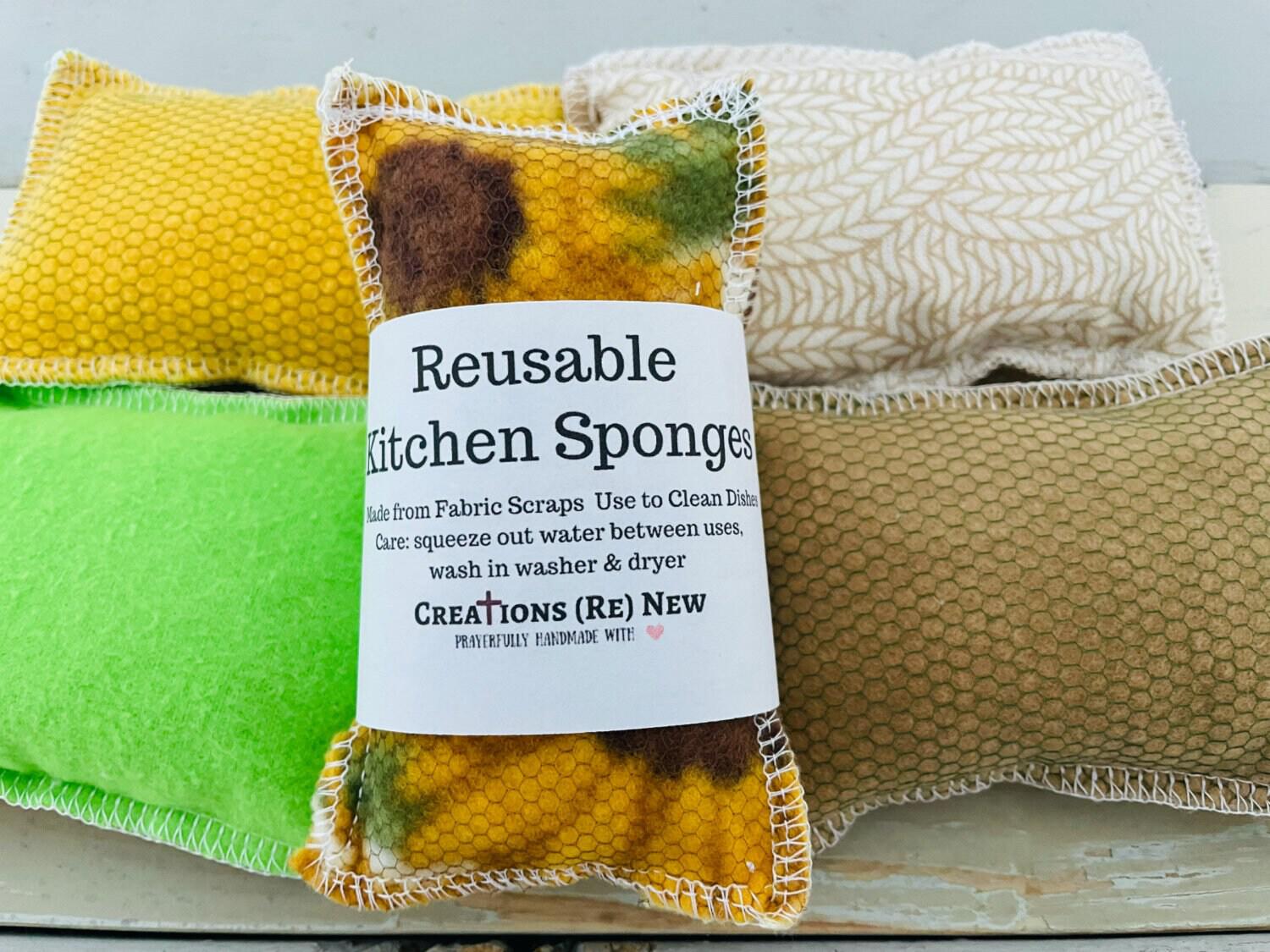 Home & Living :: Kitchen & Dining :: Kitchen Accessories :: Reusable Dish  Scrubbies, Zero Waste Kitchen Sponge handmade from fabric scraps, Creations  ReNew