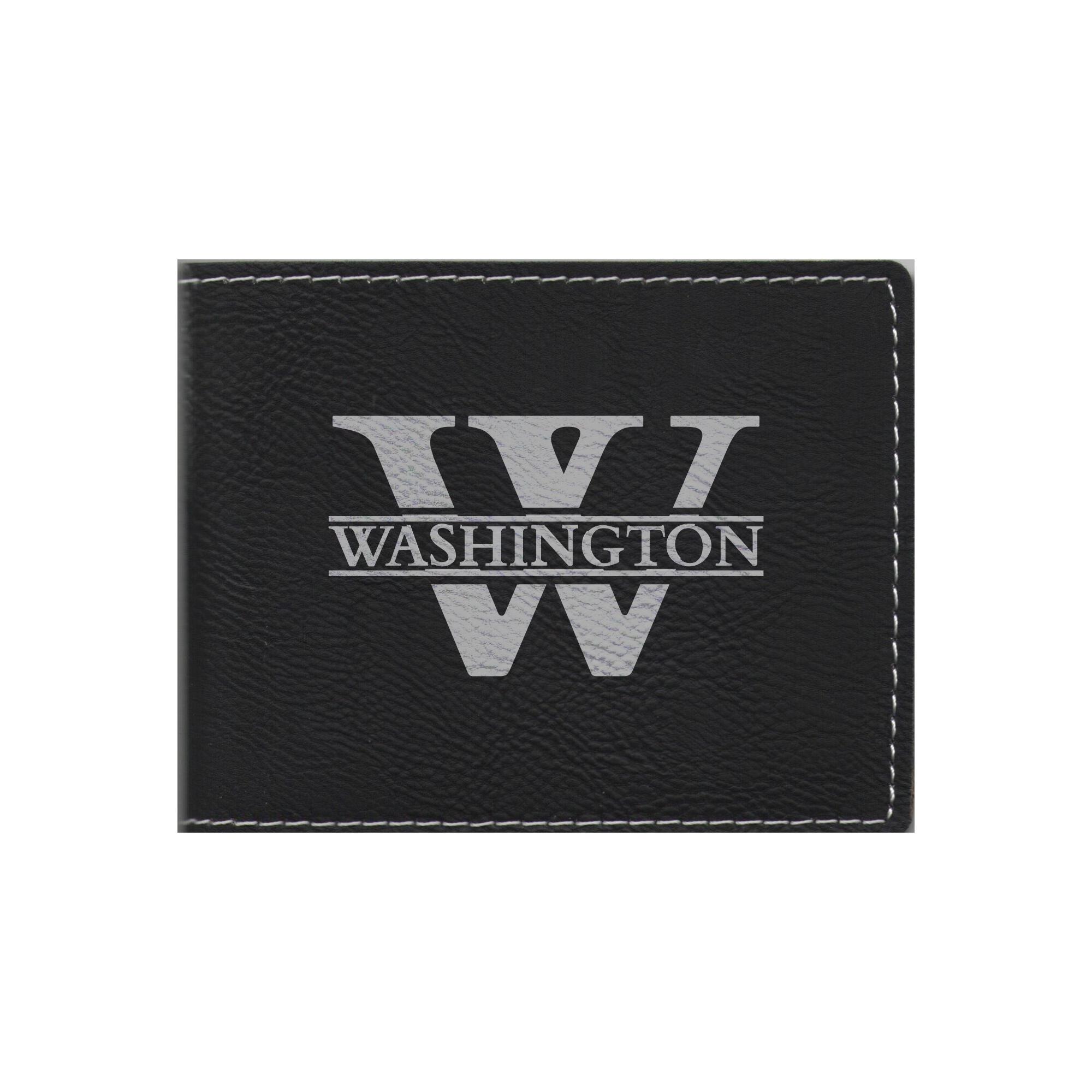 Stylish Monogrammed Black Leatherette Wallet for Him