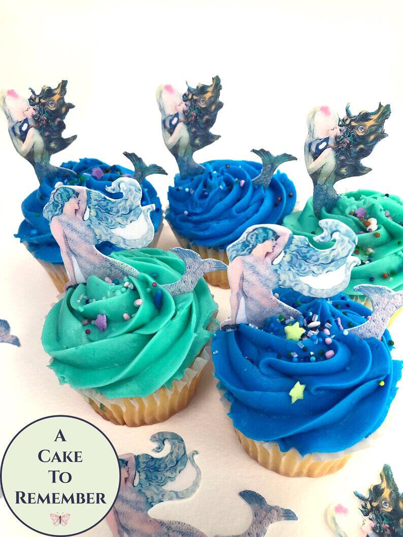 Mermaid Cupcake Topper Under the Sea Party Decorations 