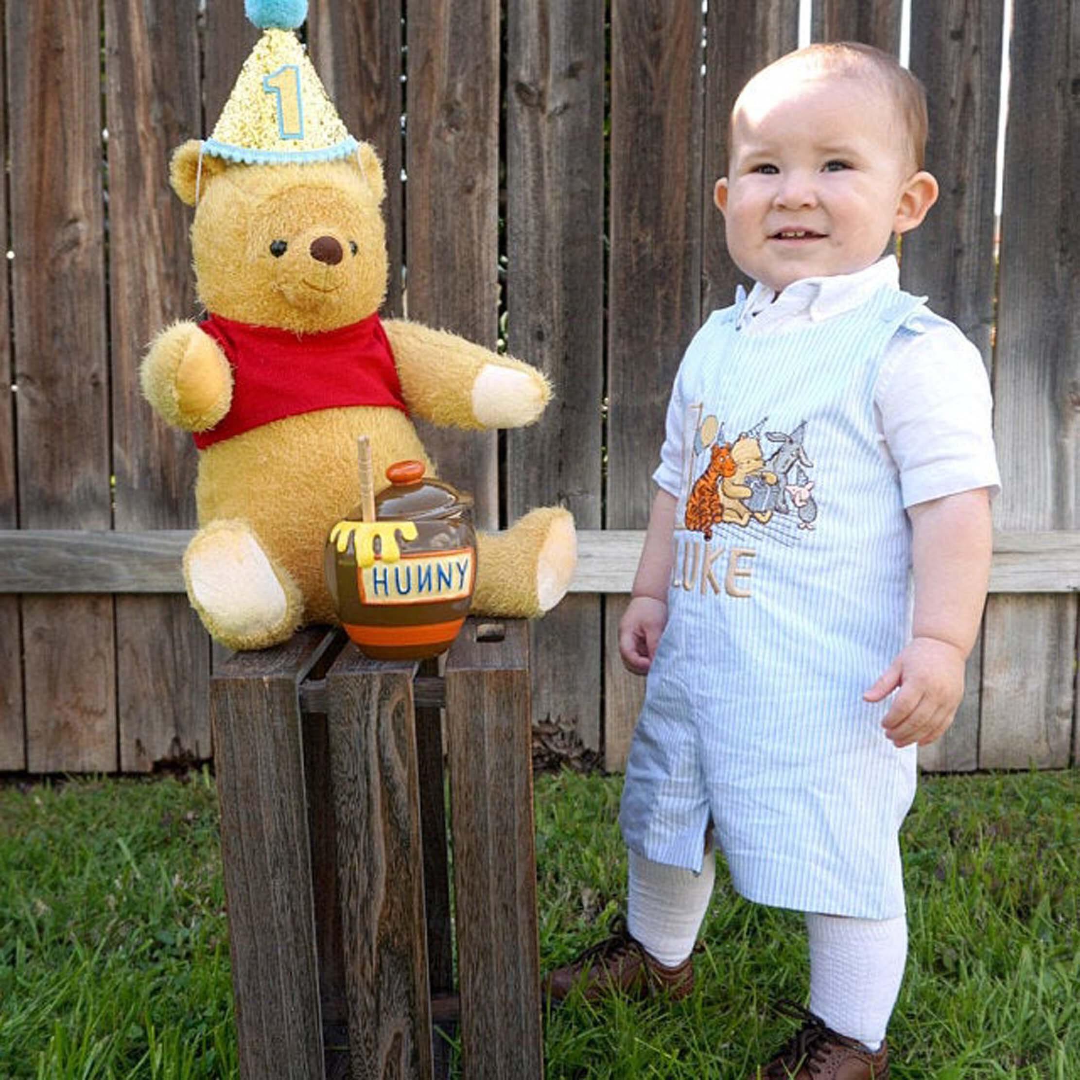 My First Winnie deals the Pooh outfit Applique Embroidery for kids birthday.