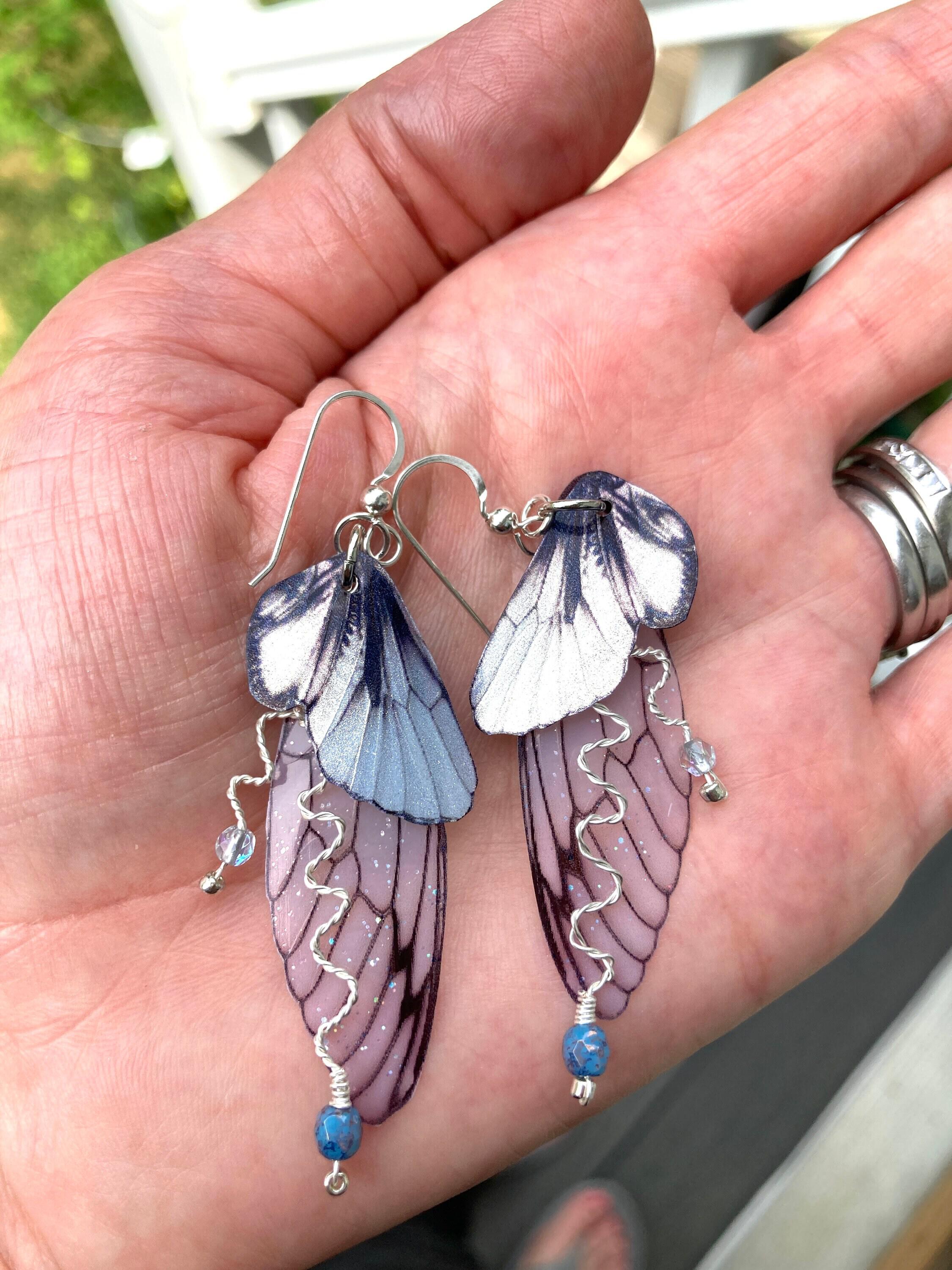 fairy grunge フェアリーグランジ 蝶プリント ストーン 2 Pair Bundle, Woodland Fairy Grunge & Silver Fairy Grunge
