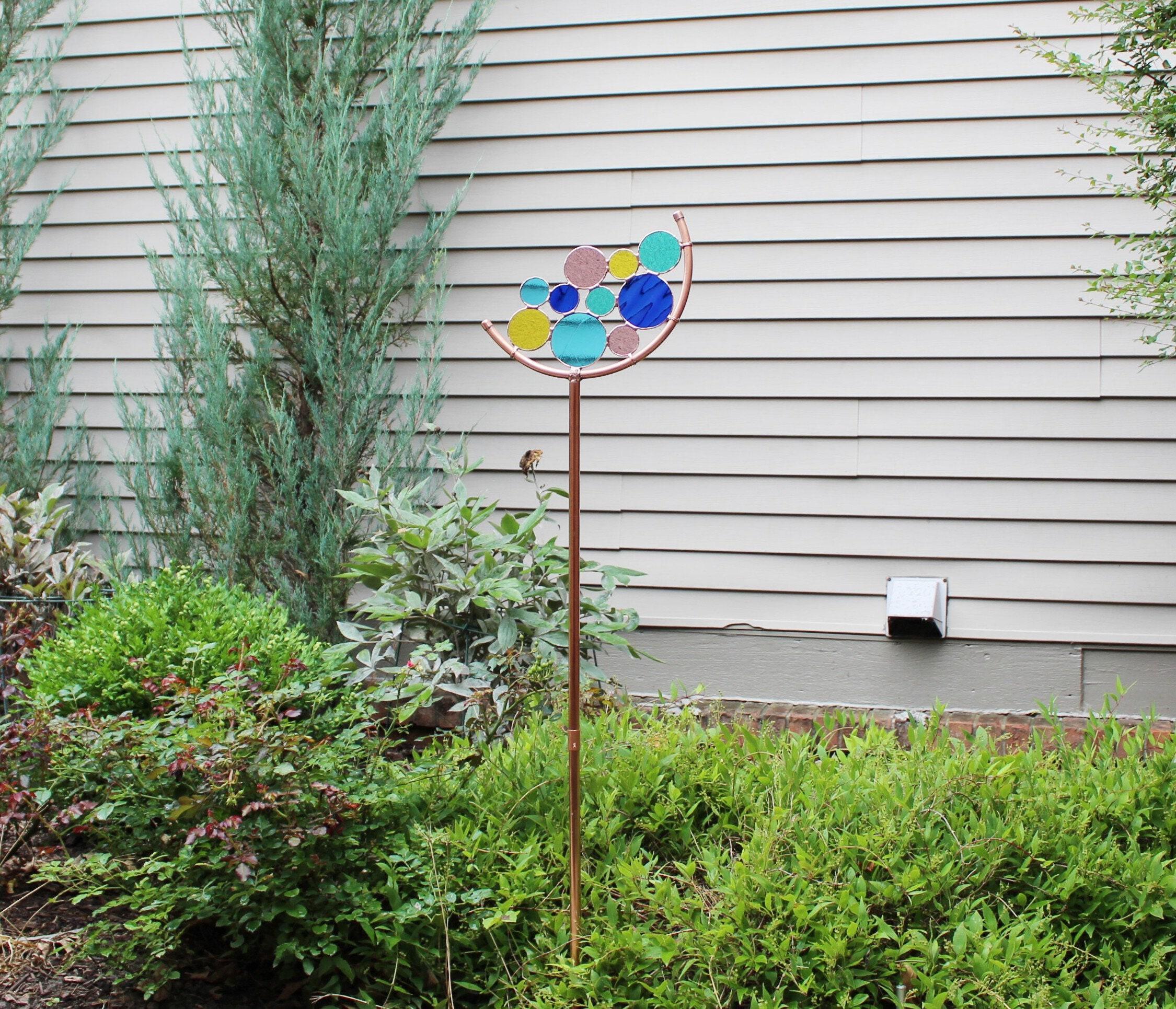 Glass Garden Flowers, Yard Sun Catcher, Garden popular Yard Art and outdoor Garden sun catcher with recycled glass