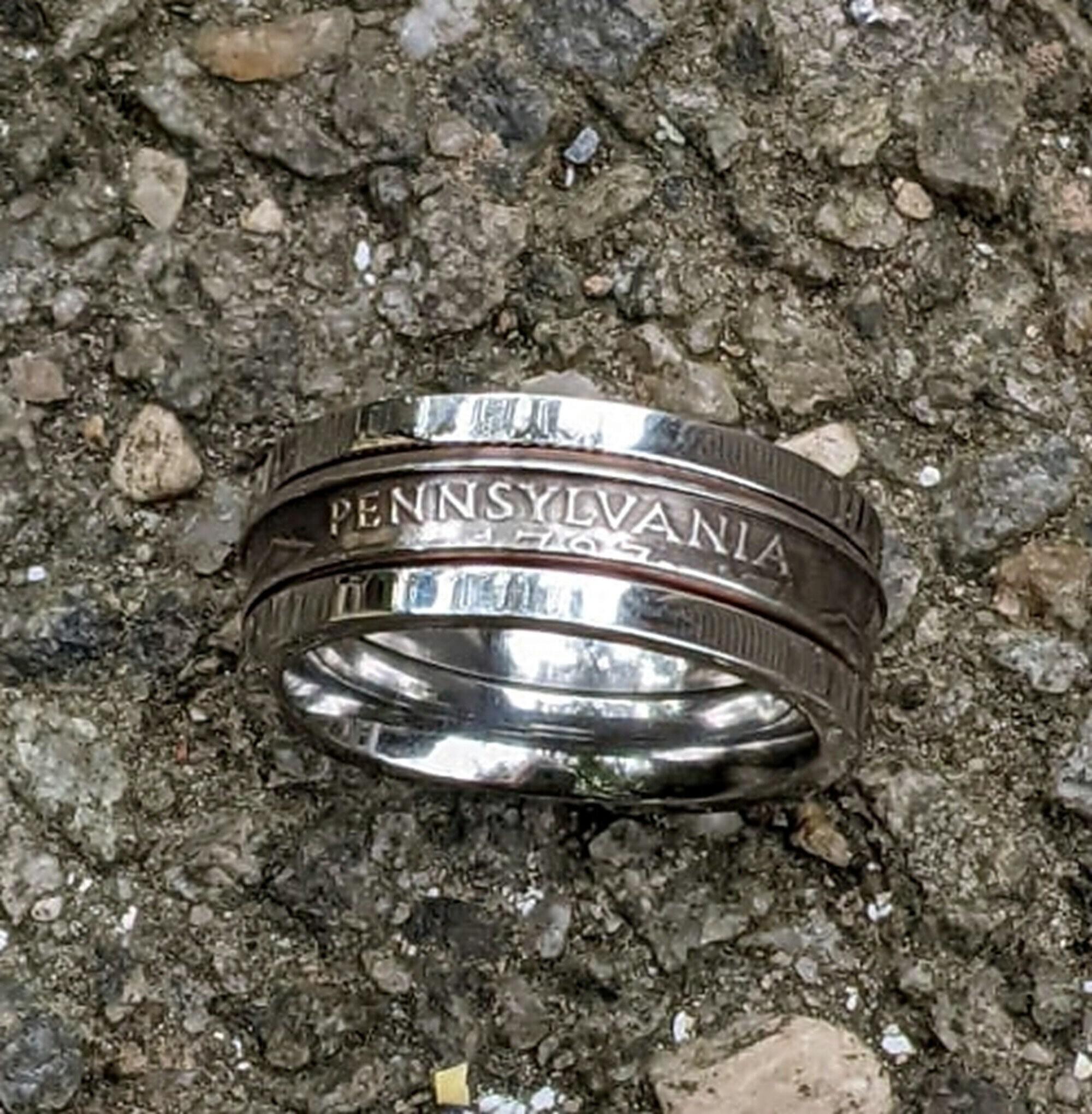 Jewelry :: Spinner Coin Ring, Yellowstone National Park SILVER Quarter Coin  in a Stainless Steel Core, Honeymoon, Vacation, Anniversary Gift