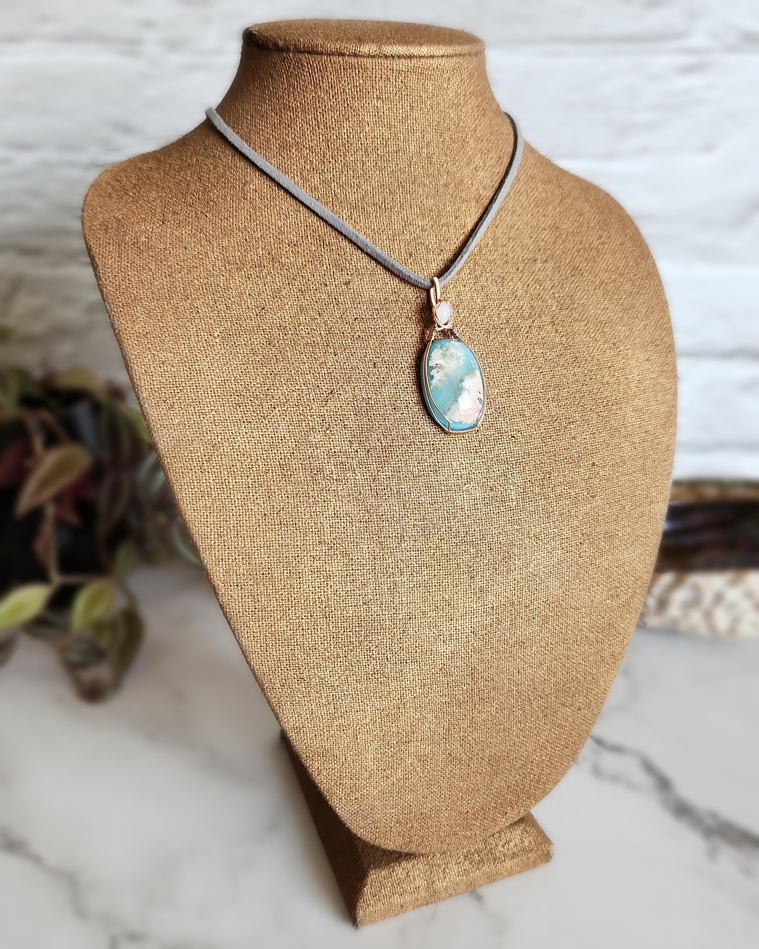 Agate necklace with plume agate cloud offers pendant