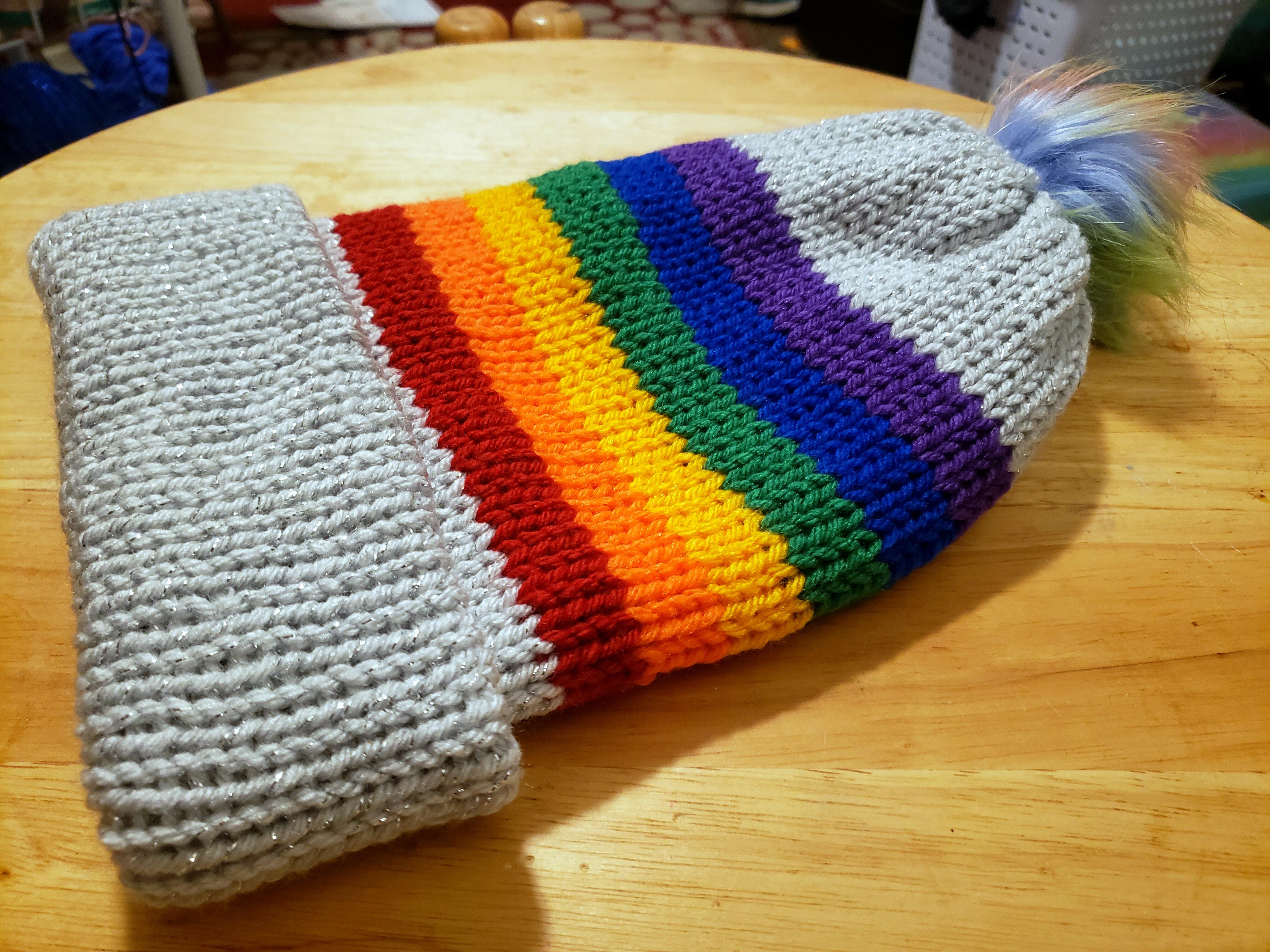 How to Knit a Rainbow Hat on a Knitting Machine 