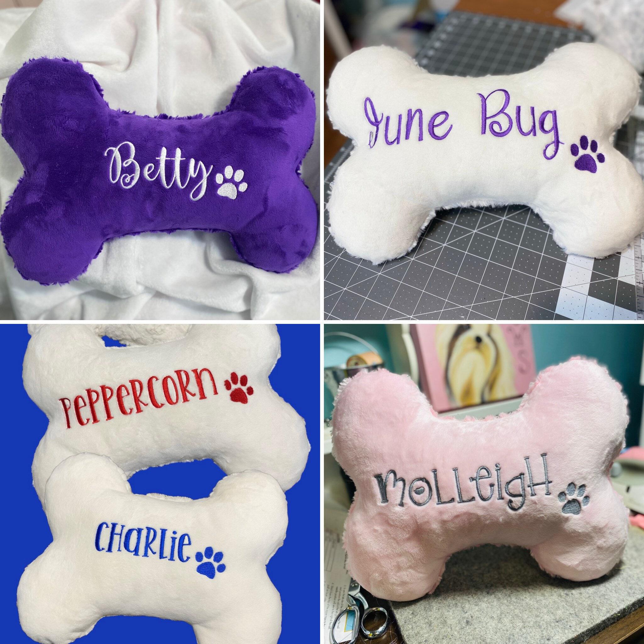 Dog Toy. Personalized Pet Toy With PINK Embroidered Name. Durable